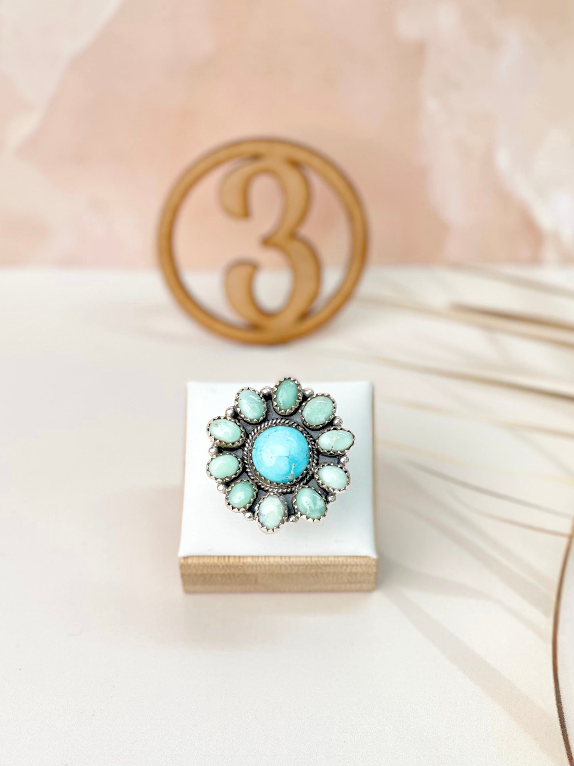 White Water Turquoise & Paloma Western Rings Bno. 9-Rings-Krush Kandy, Women's Online Fashion Boutique Located in Phoenix, Arizona (Scottsdale Area)
