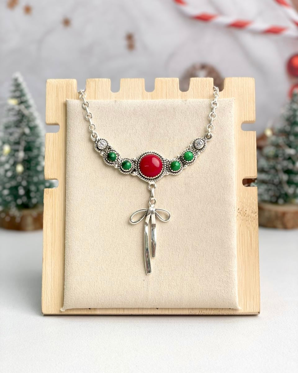 Holiday Charmer Bow Necklace-Necklaces-Krush Kandy, Women's Online Fashion Boutique Located in Phoenix, Arizona (Scottsdale Area)