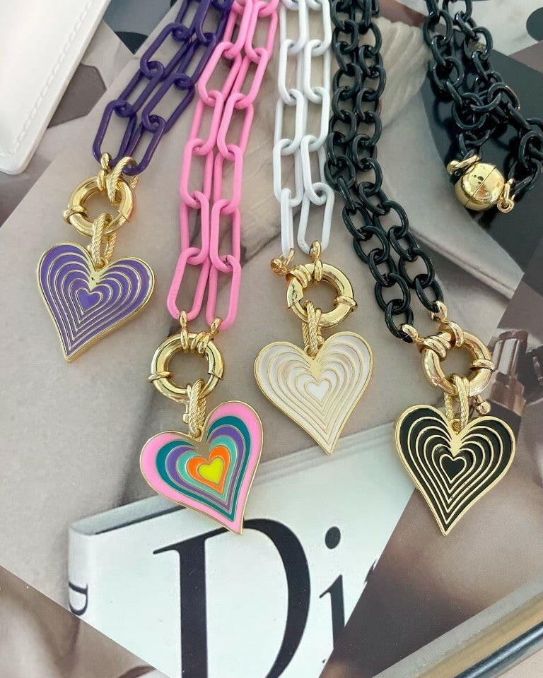 The Best Heart Enamel and Chain Magnetic Necklace-Necklaces-Krush Kandy, Women's Online Fashion Boutique Located in Phoenix, Arizona (Scottsdale Area)