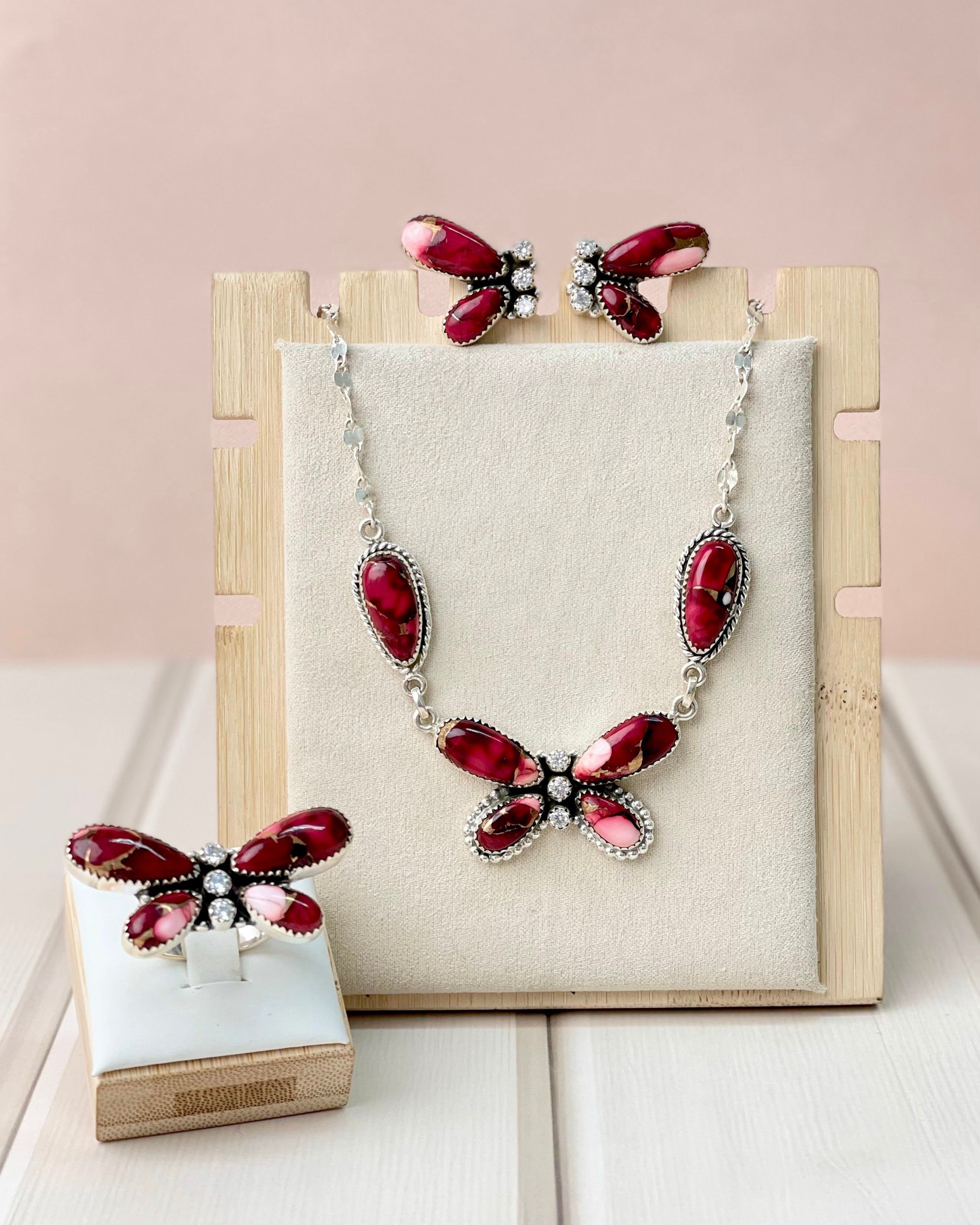 Red Dahlia Southwest Butterfly Necklace Set-Necklaces-Krush Kandy, Women's Online Fashion Boutique Located in Phoenix, Arizona (Scottsdale Area)