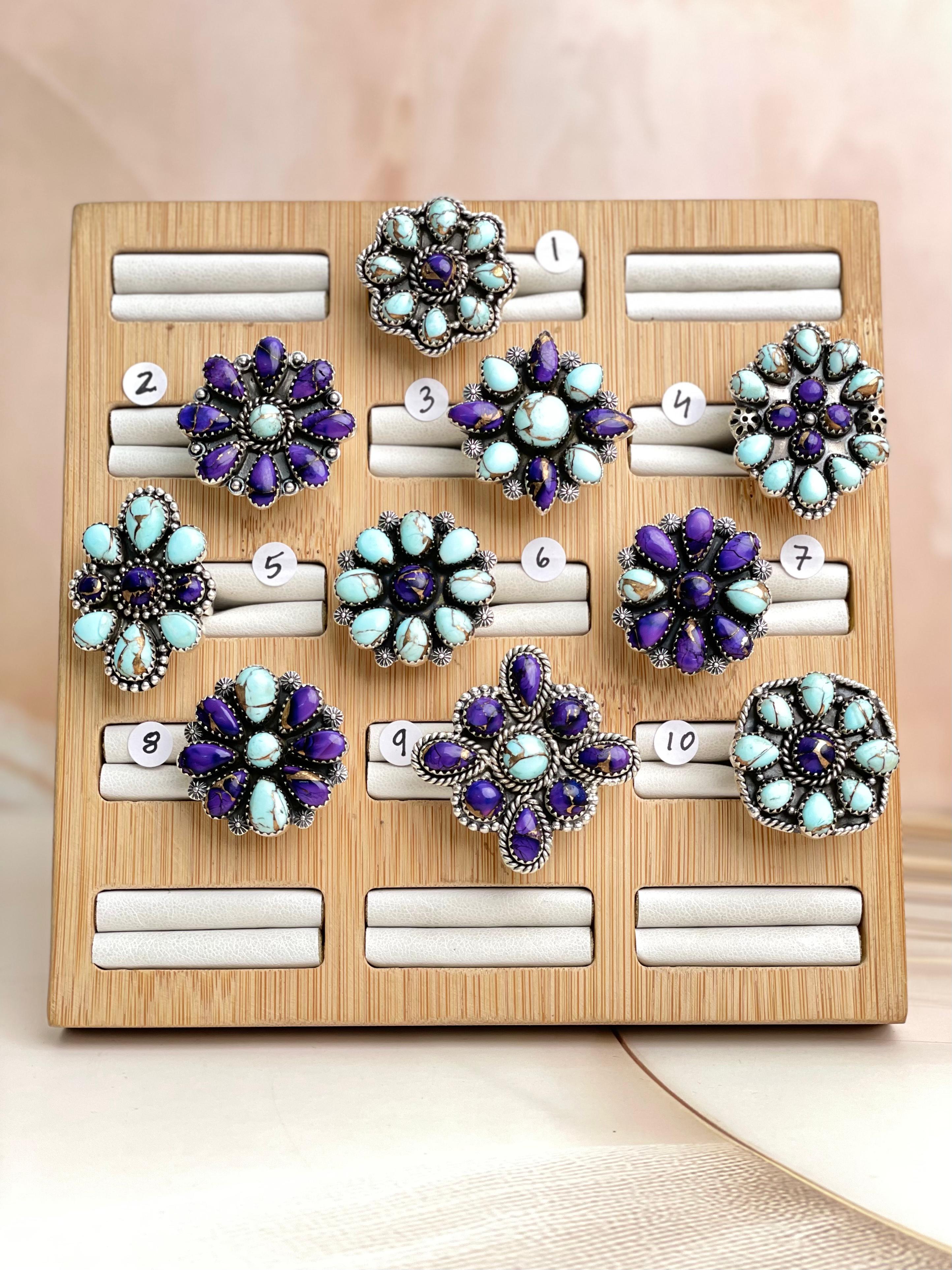 Midnight Muse Multi Dahlia Ring Clusters-Rings-Krush Kandy, Women's Online Fashion Boutique Located in Phoenix, Arizona (Scottsdale Area)