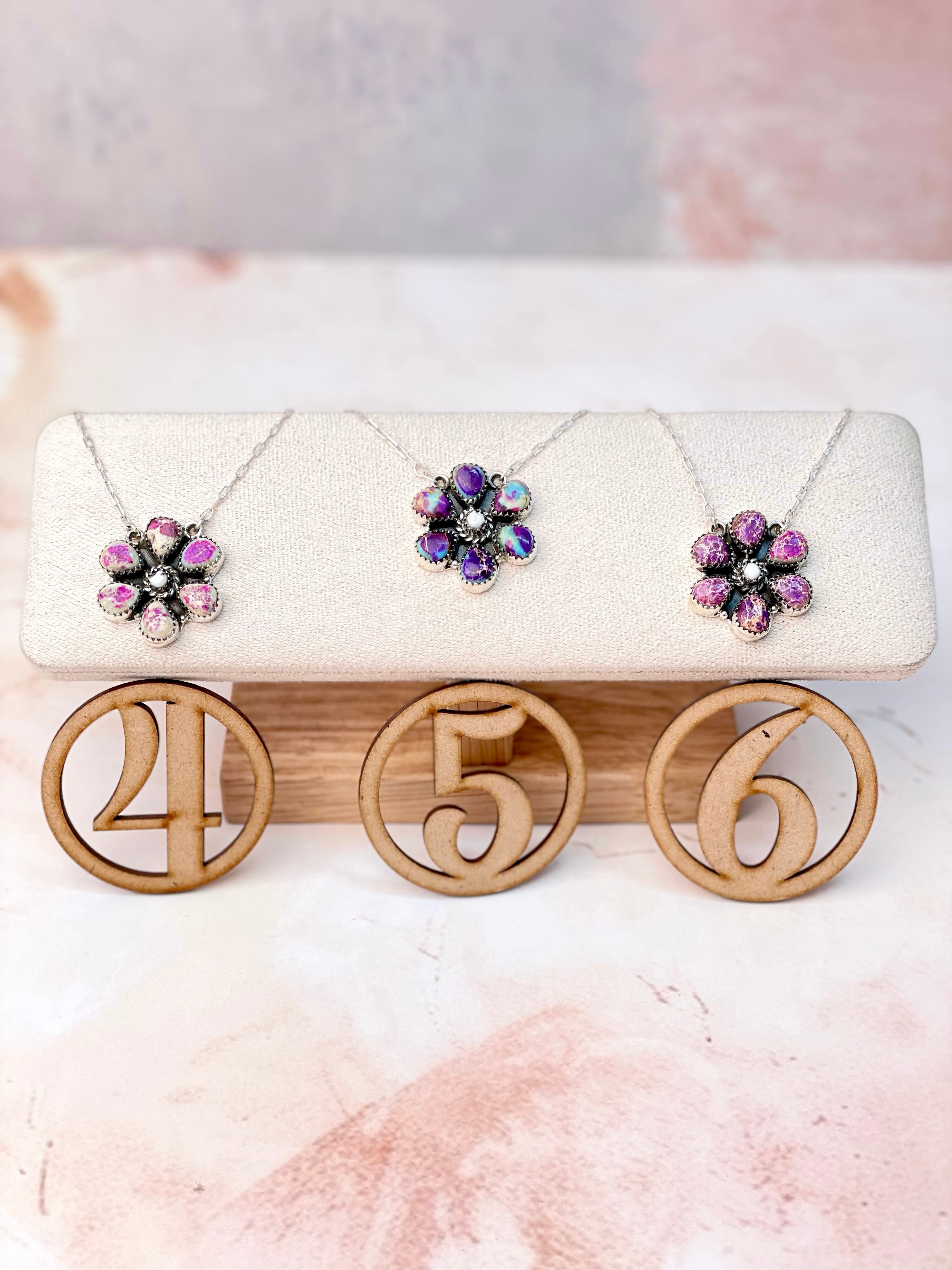 Desert Jasper Daisy Flower Necklace-Necklaces-Krush Kandy, Women's Online Fashion Boutique Located in Phoenix, Arizona (Scottsdale Area)