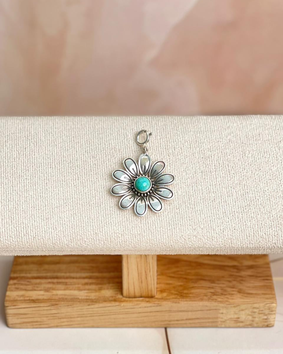 Turquoise Desert Flower Charm-Charms & Pendants-Krush Kandy, Women's Online Fashion Boutique Located in Phoenix, Arizona (Scottsdale Area)