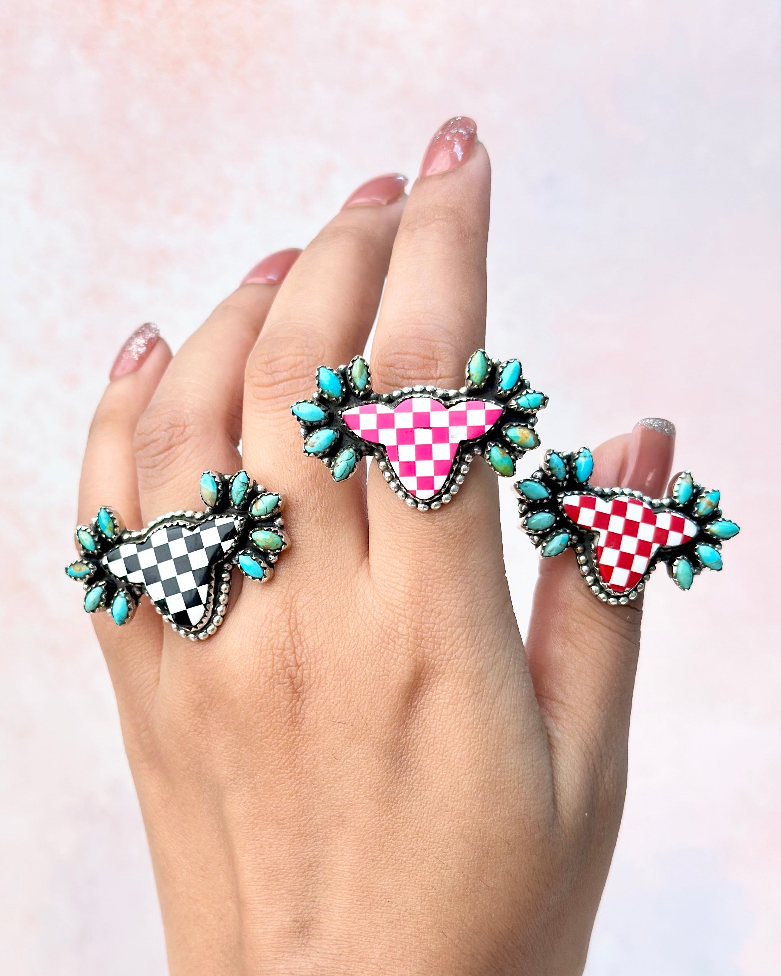 Belle's Bliss Checkered Cluster Rings-Rings-Krush Kandy, Women's Online Fashion Boutique Located in Phoenix, Arizona (Scottsdale Area)