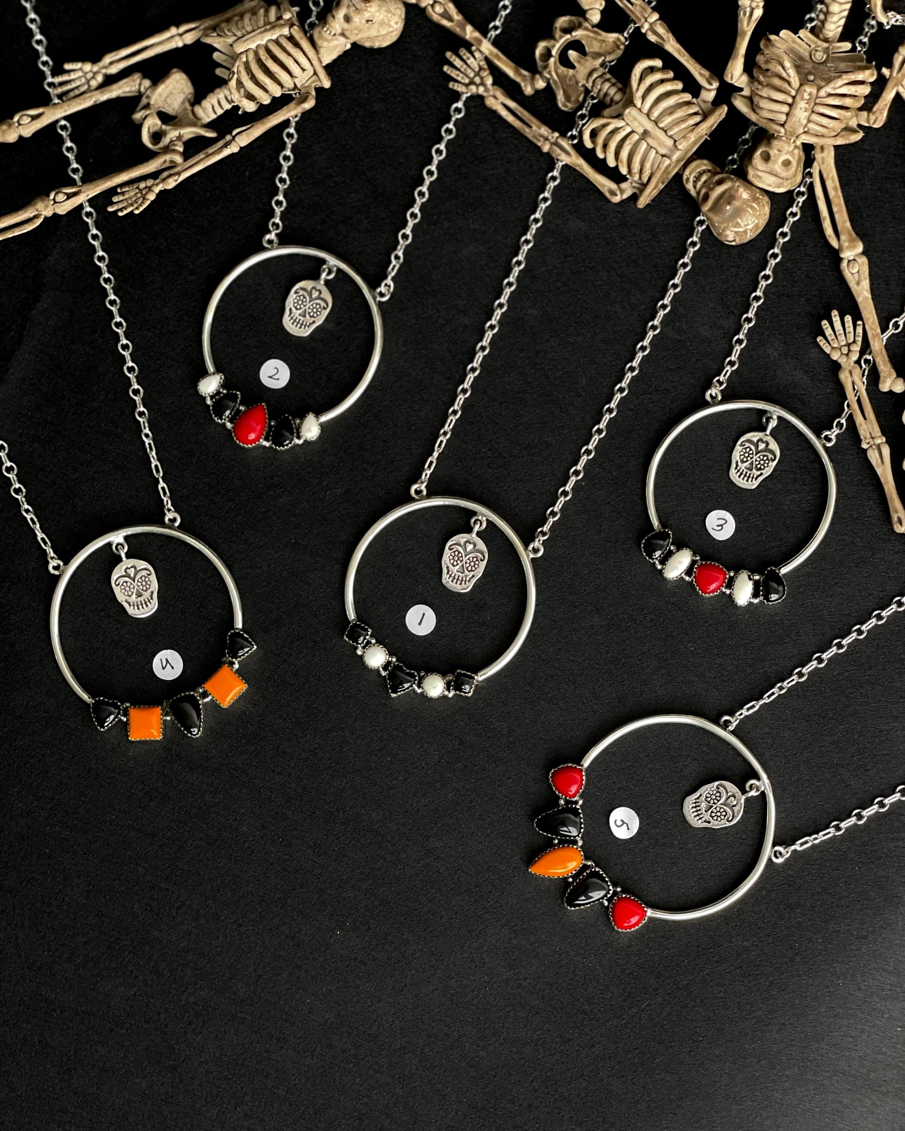 Never Ending Story Sugar Skull Necklaces-Necklaces-Krush Kandy, Women's Online Fashion Boutique Located in Phoenix, Arizona (Scottsdale Area)