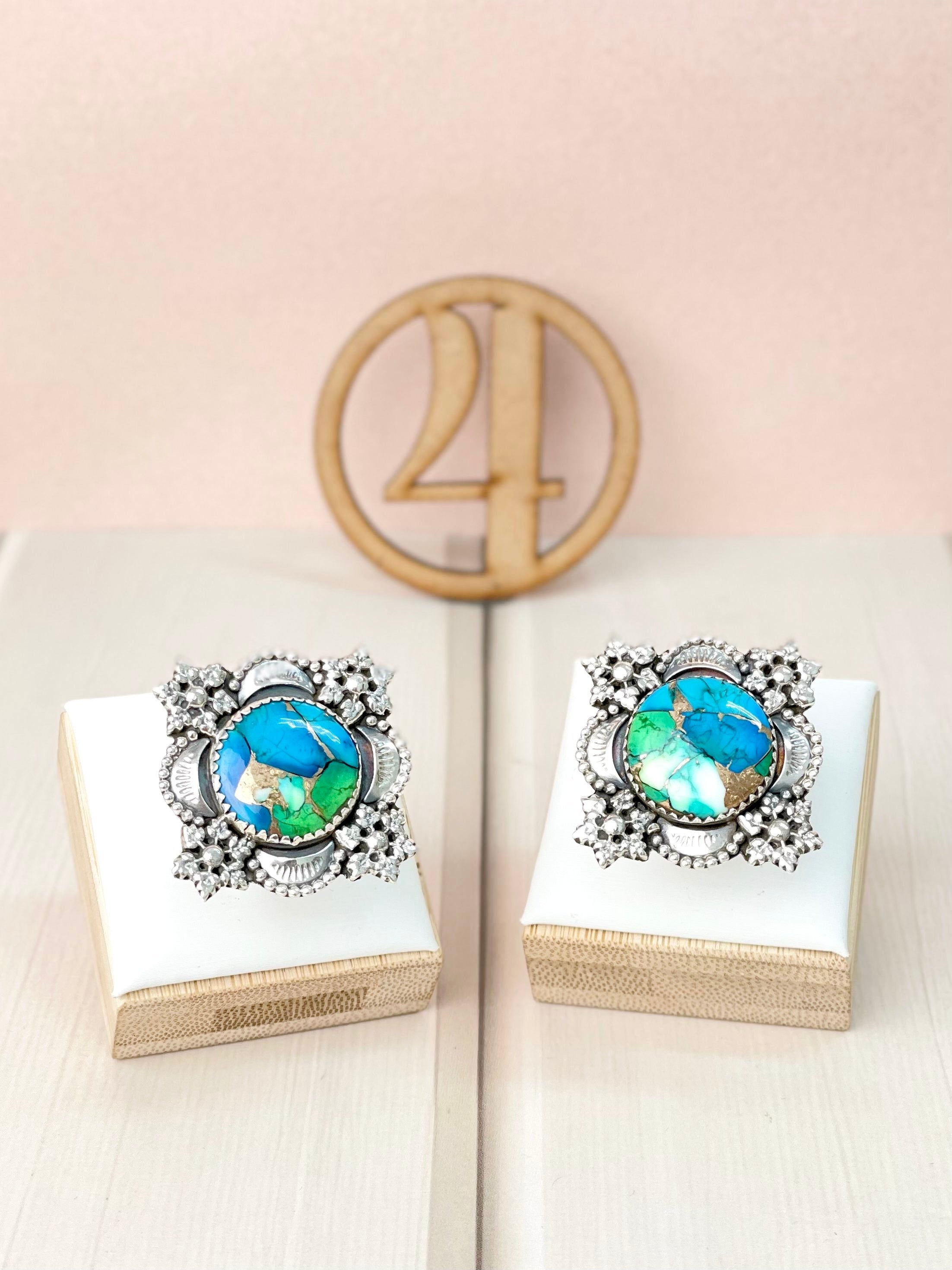 Floral Boho Multi Stone Slab Rings Bno. 5-Rings-Krush Kandy, Women's Online Fashion Boutique Located in Phoenix, Arizona (Scottsdale Area)