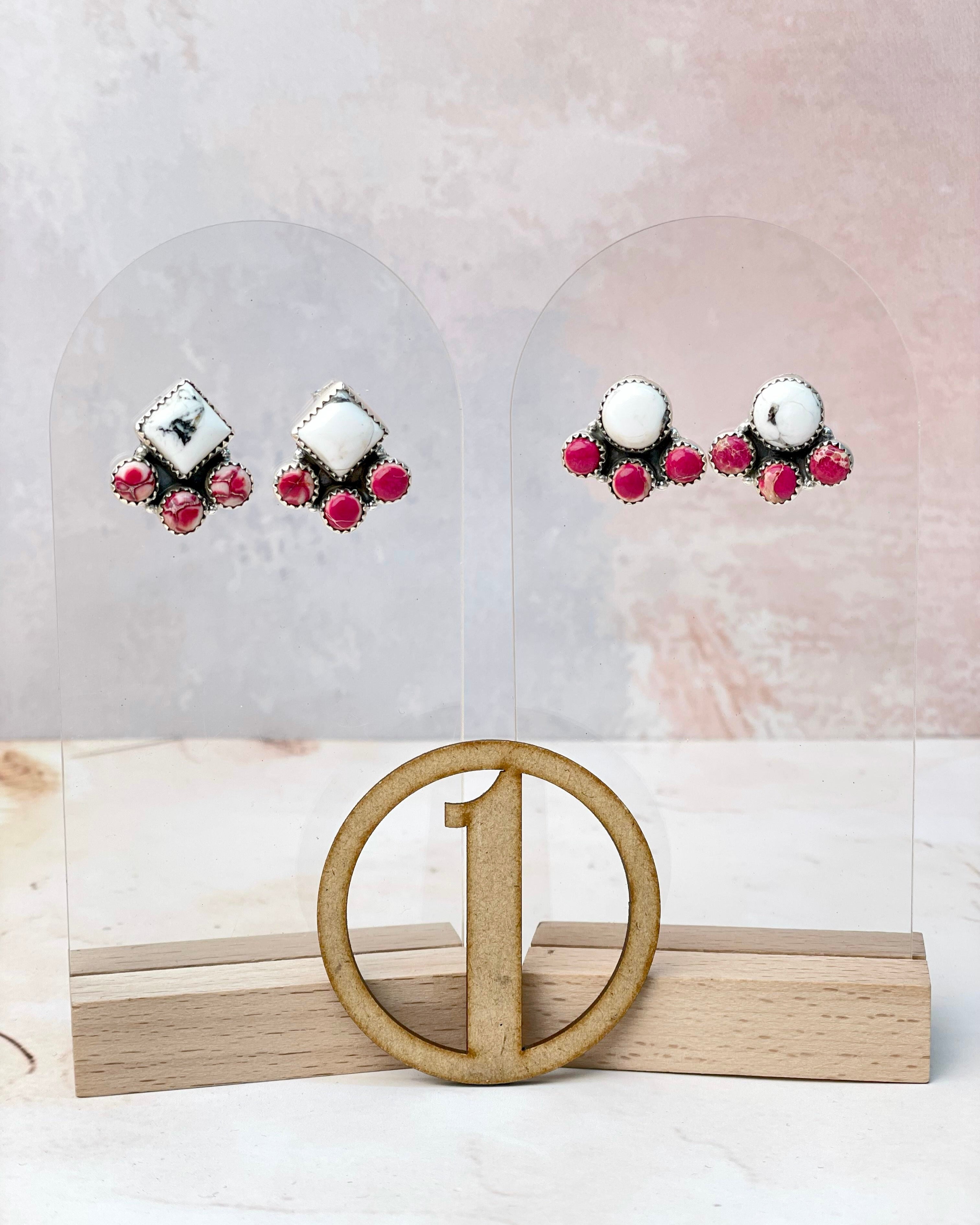 White Buffalo and Jasper Studs-Earrings-Krush Kandy, Women's Online Fashion Boutique Located in Phoenix, Arizona (Scottsdale Area)