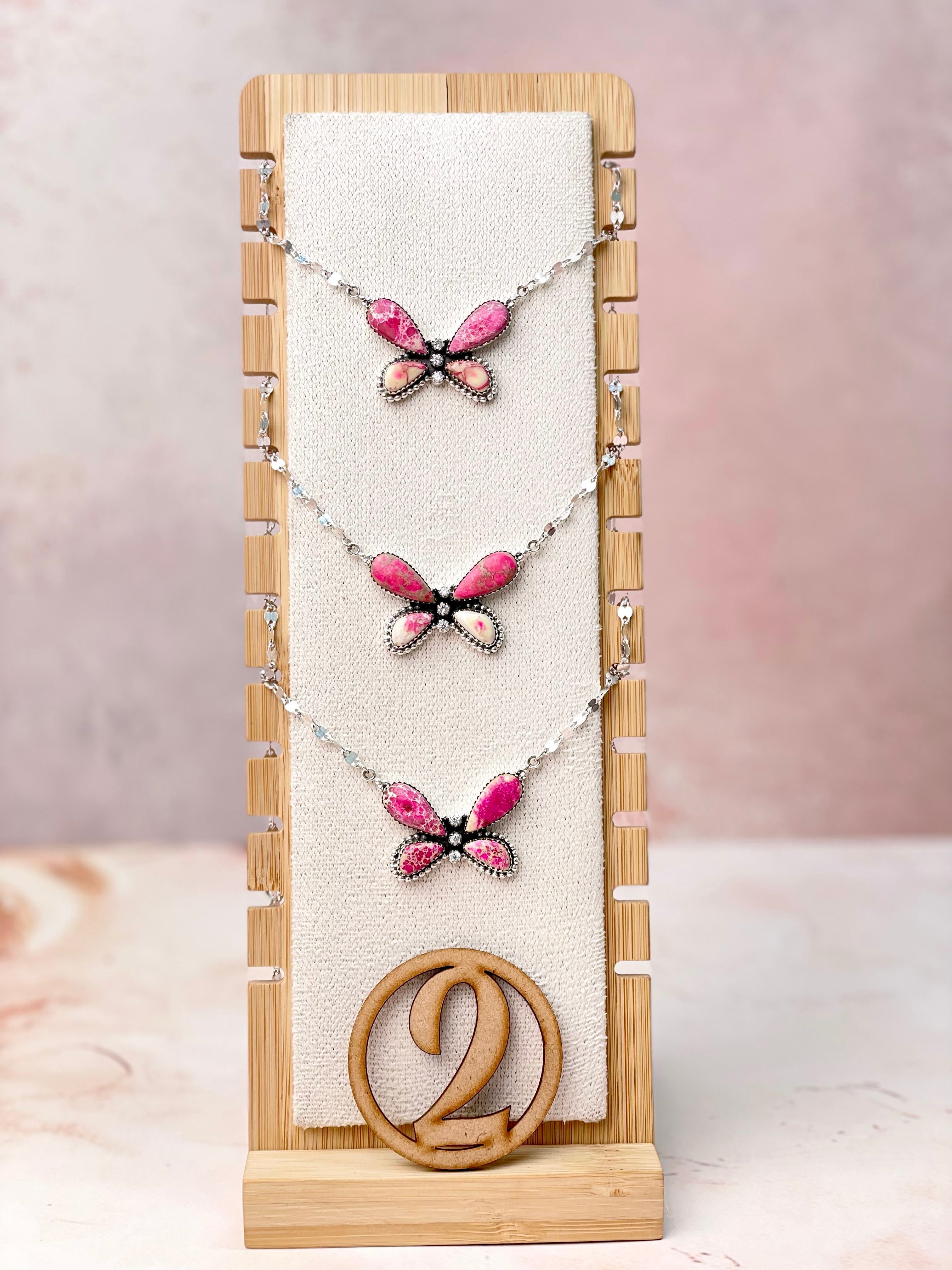 Desert Butterfly Jasper & Crystal Necklace-Necklaces-Krush Kandy, Women's Online Fashion Boutique Located in Phoenix, Arizona (Scottsdale Area)