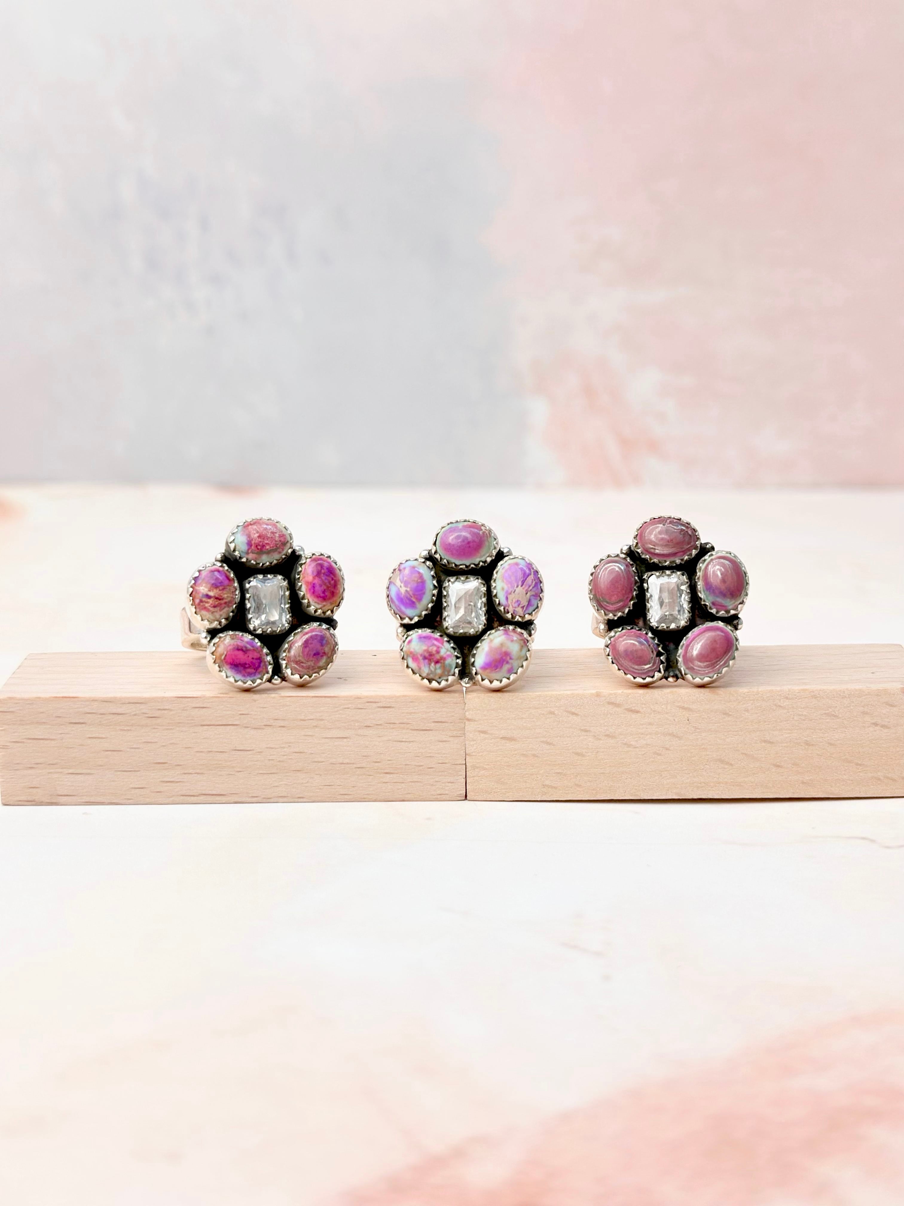 Desert Jasper Dainty Flower CZ Rings-Rings-Krush Kandy, Women's Online Fashion Boutique Located in Phoenix, Arizona (Scottsdale Area)