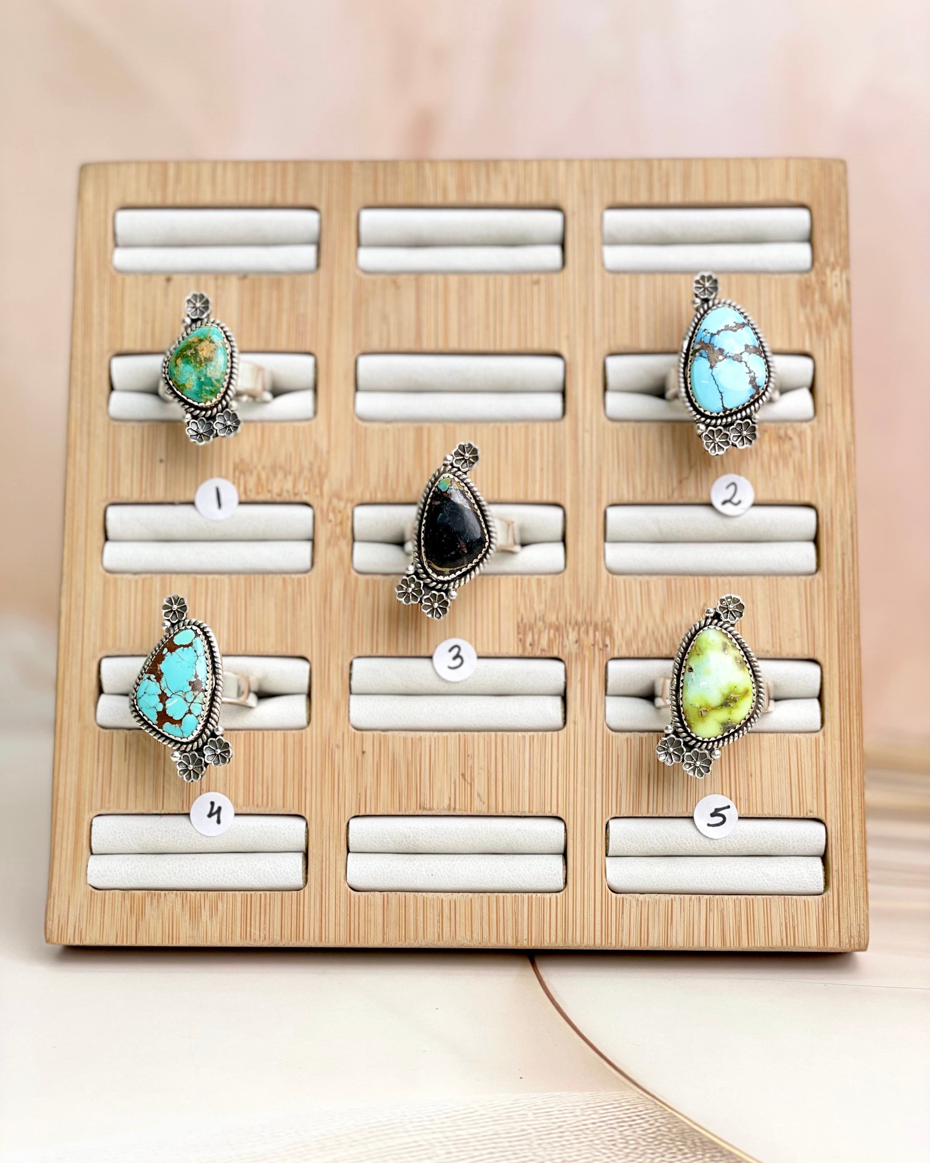Sterling Floral Tumble Slab Rings-Rings-Krush Kandy, Women's Online Fashion Boutique Located in Phoenix, Arizona (Scottsdale Area)