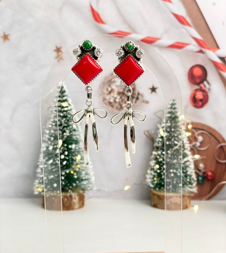 Christmas in Kandyland Bow Drop Studs-Earrings-Krush Kandy, Women's Online Fashion Boutique Located in Phoenix, Arizona (Scottsdale Area)