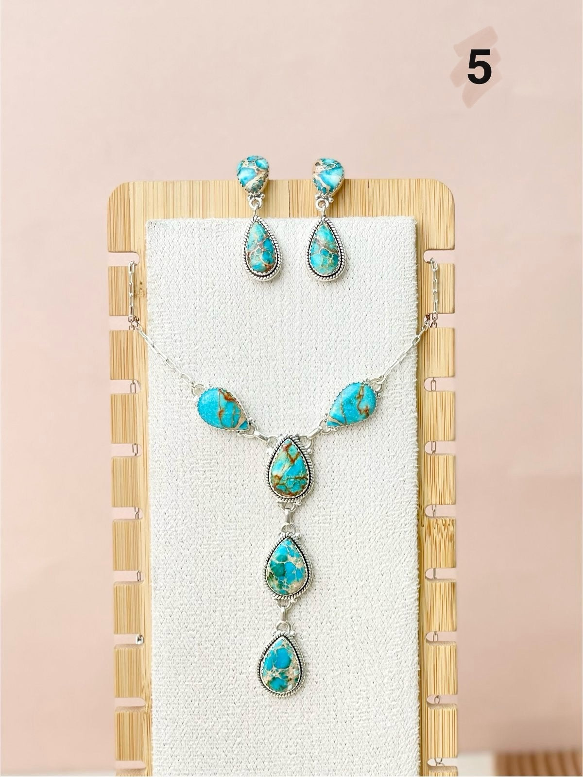 Desert Blue Jasper Necklace and Earring Set-Necklaces-Krush Kandy, Women's Online Fashion Boutique Located in Phoenix, Arizona (Scottsdale Area)