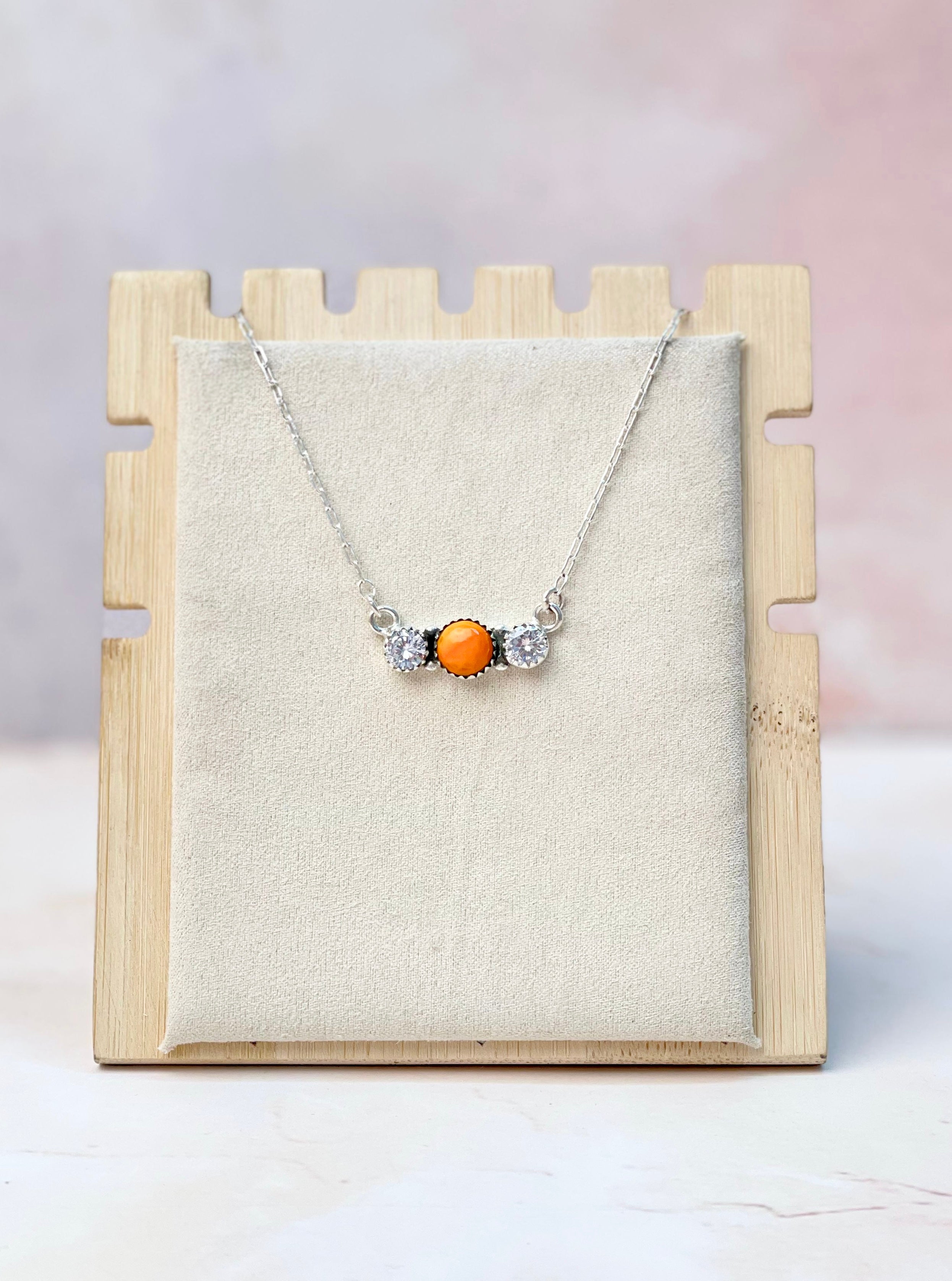 Tangerine Rosarita CZ Dainty Necklace-Necklaces-Krush Kandy, Women's Online Fashion Boutique Located in Phoenix, Arizona (Scottsdale Area)