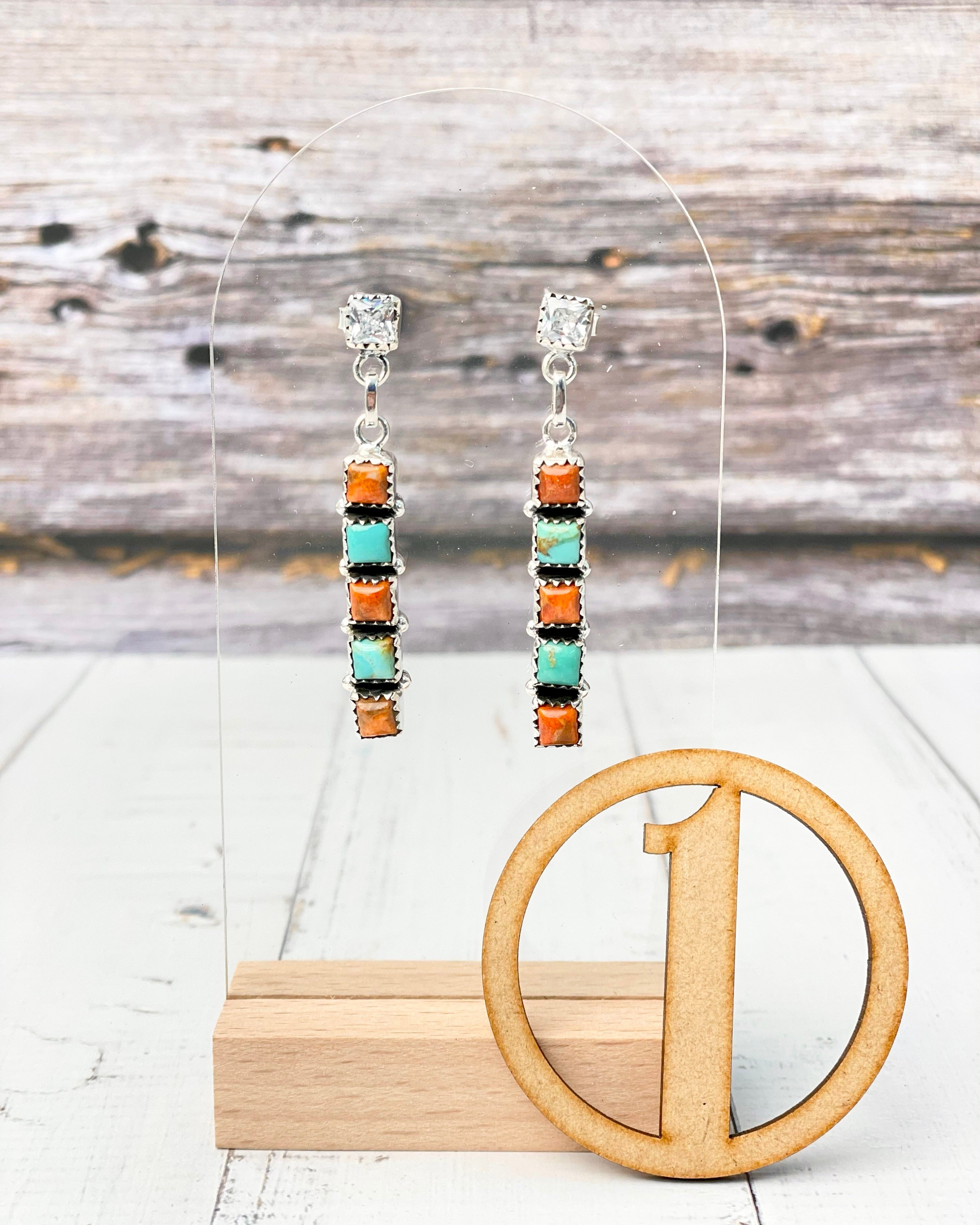 Crystal & Stone Bar Earrings-Earrings-Krush Kandy, Women's Online Fashion Boutique Located in Phoenix, Arizona (Scottsdale Area)
