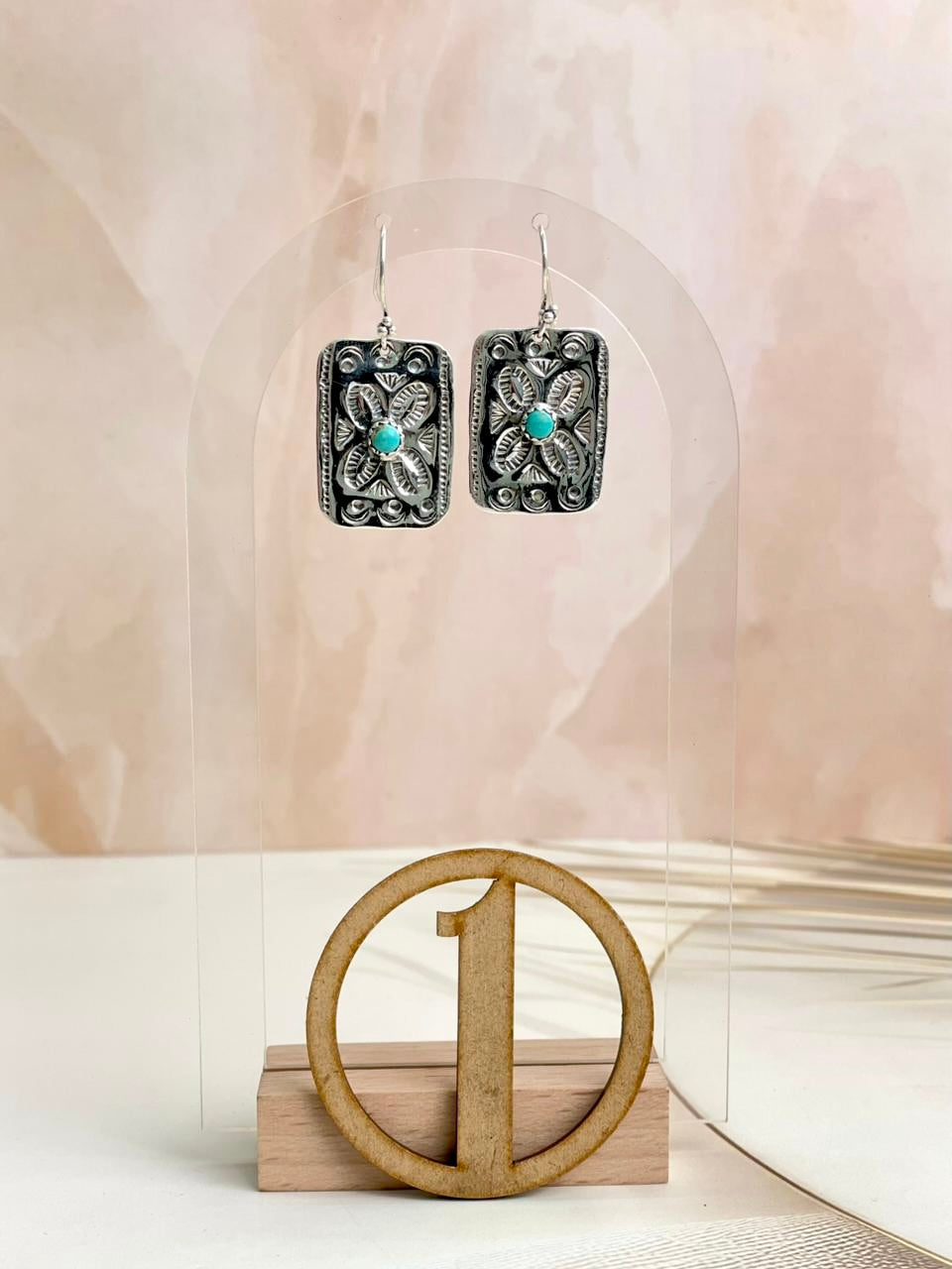 Western Glam Stamped Sterling Single Stone Earrings-Earrings-Krush Kandy, Women's Online Fashion Boutique Located in Phoenix, Arizona (Scottsdale Area)