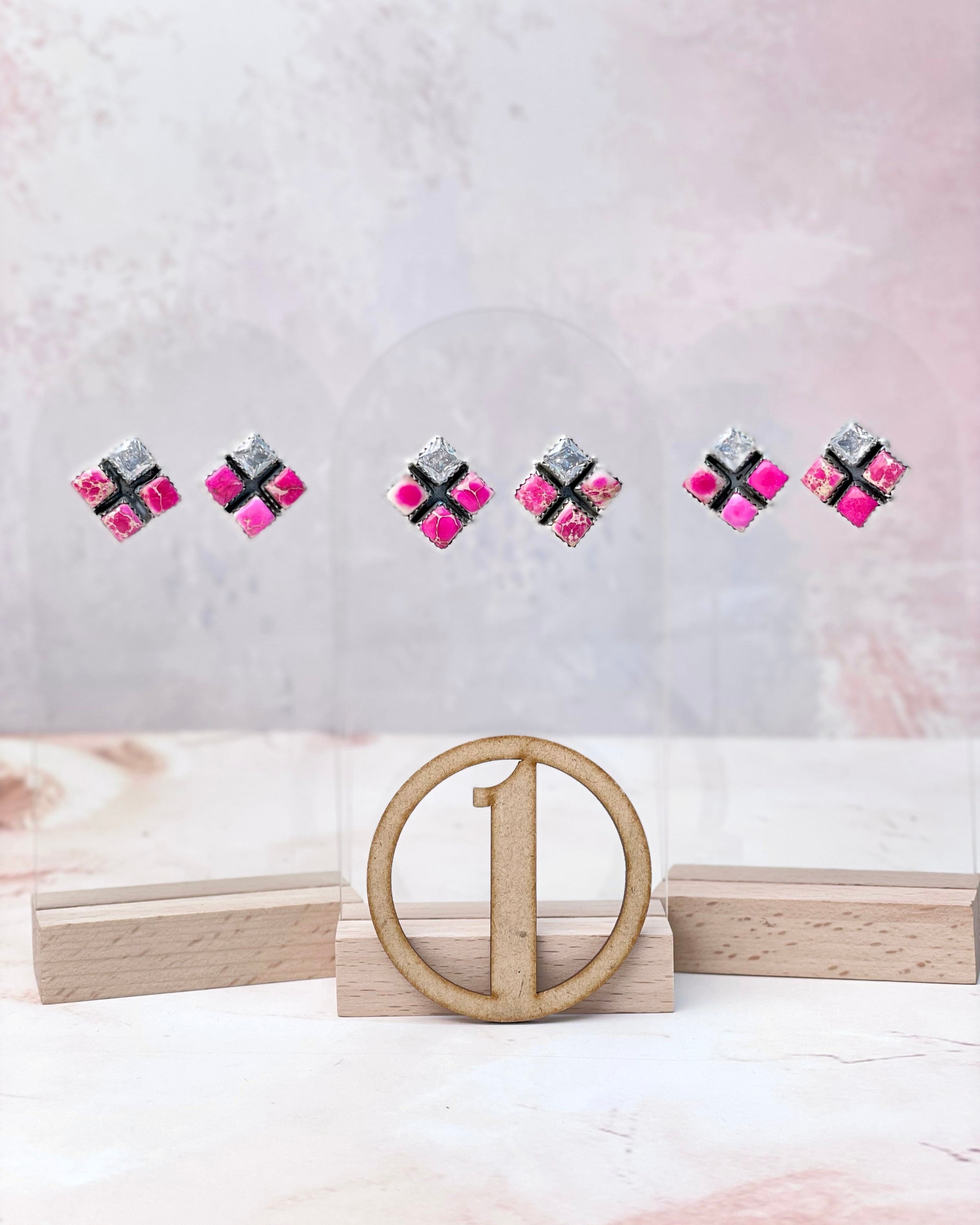 Desert Jasper CZ Square Earrings-Earrings-Krush Kandy, Women's Online Fashion Boutique Located in Phoenix, Arizona (Scottsdale Area)