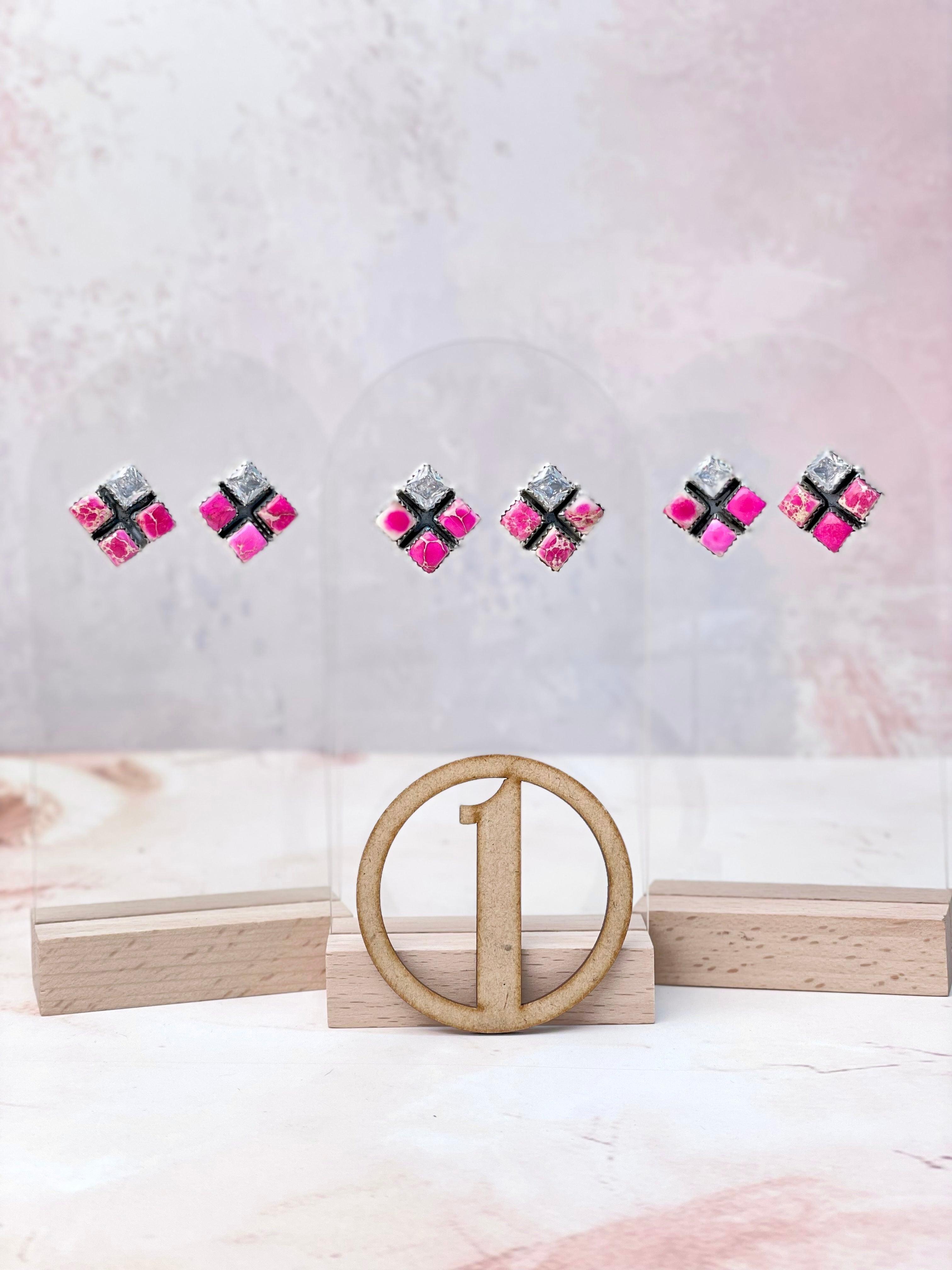 Desert Jasper CZ Square Earrings-Earrings-Krush Kandy, Women's Online Fashion Boutique Located in Phoenix, Arizona (Scottsdale Area)