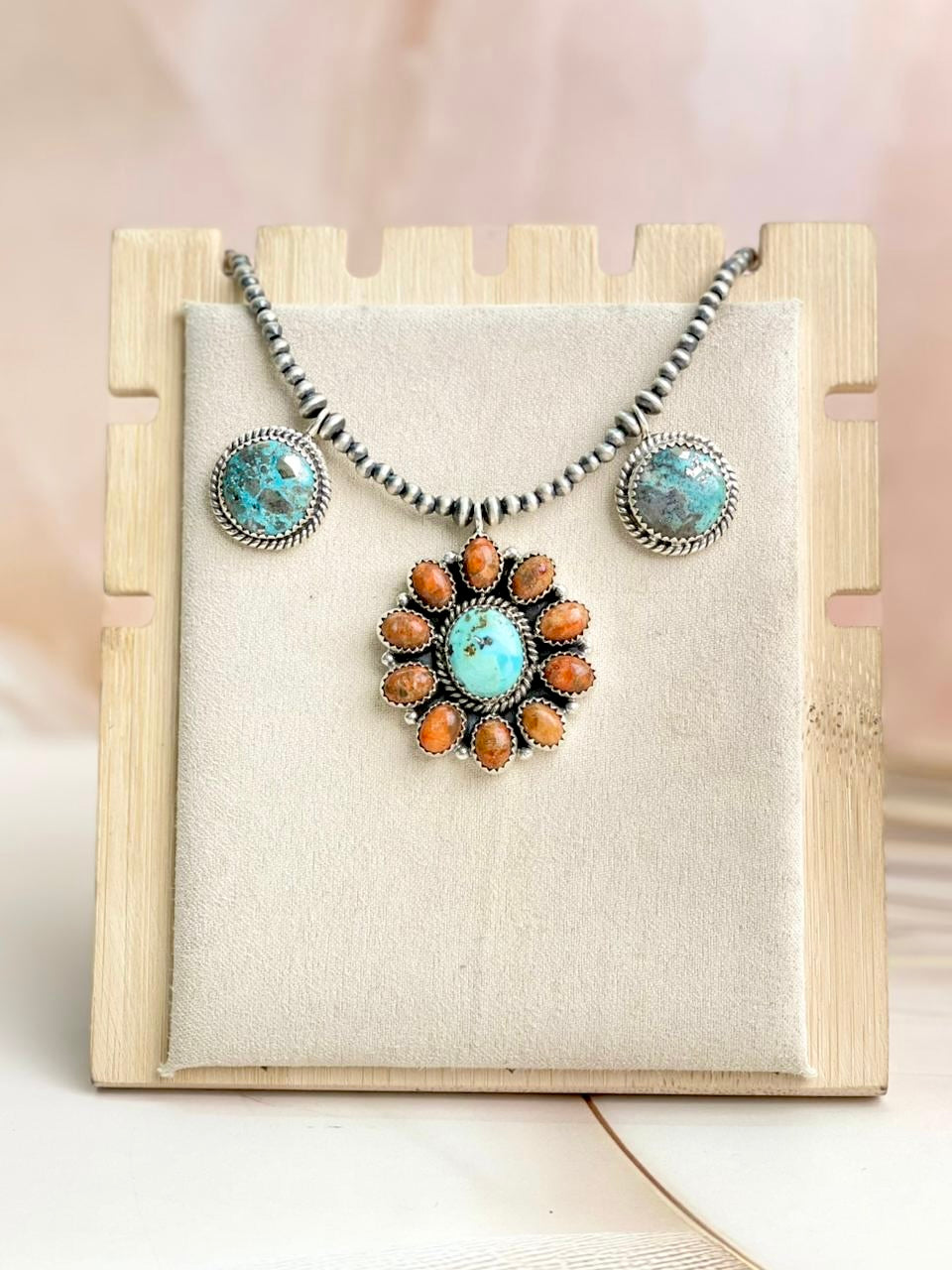 Desert Pearl Persian Turquoise & Orange Mohave Necklaces no 4-Necklaces-Krush Kandy, Women's Online Fashion Boutique Located in Phoenix, Arizona (Scottsdale Area)