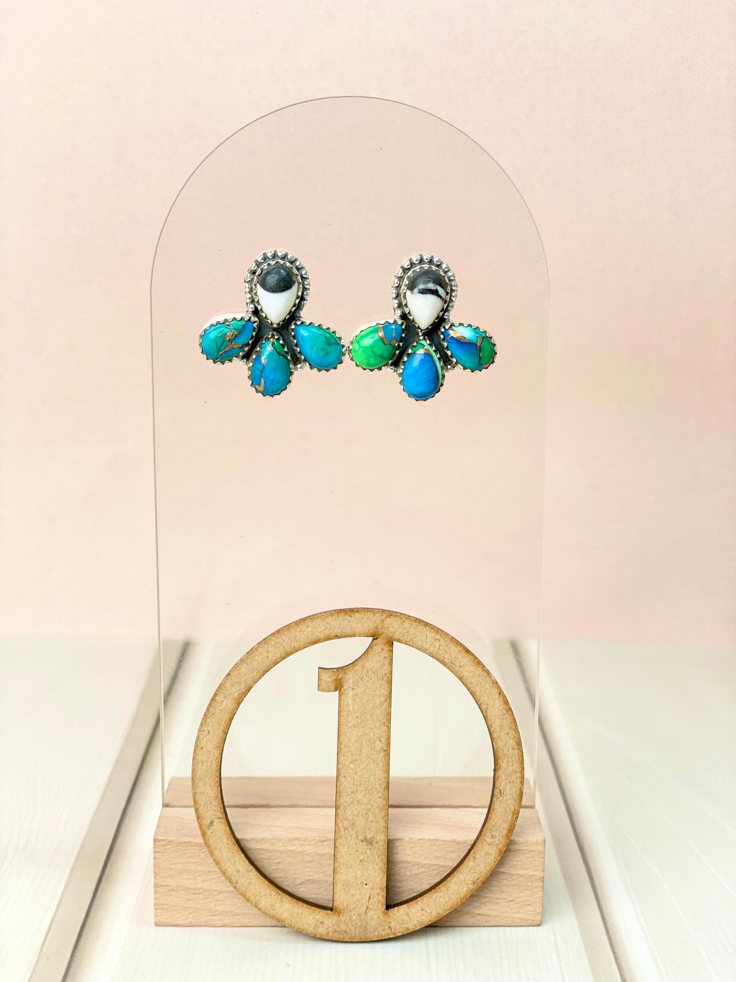Dainty Peacock Dahlia Studs-Earrings-Krush Kandy, Women's Online Fashion Boutique Located in Phoenix, Arizona (Scottsdale Area)