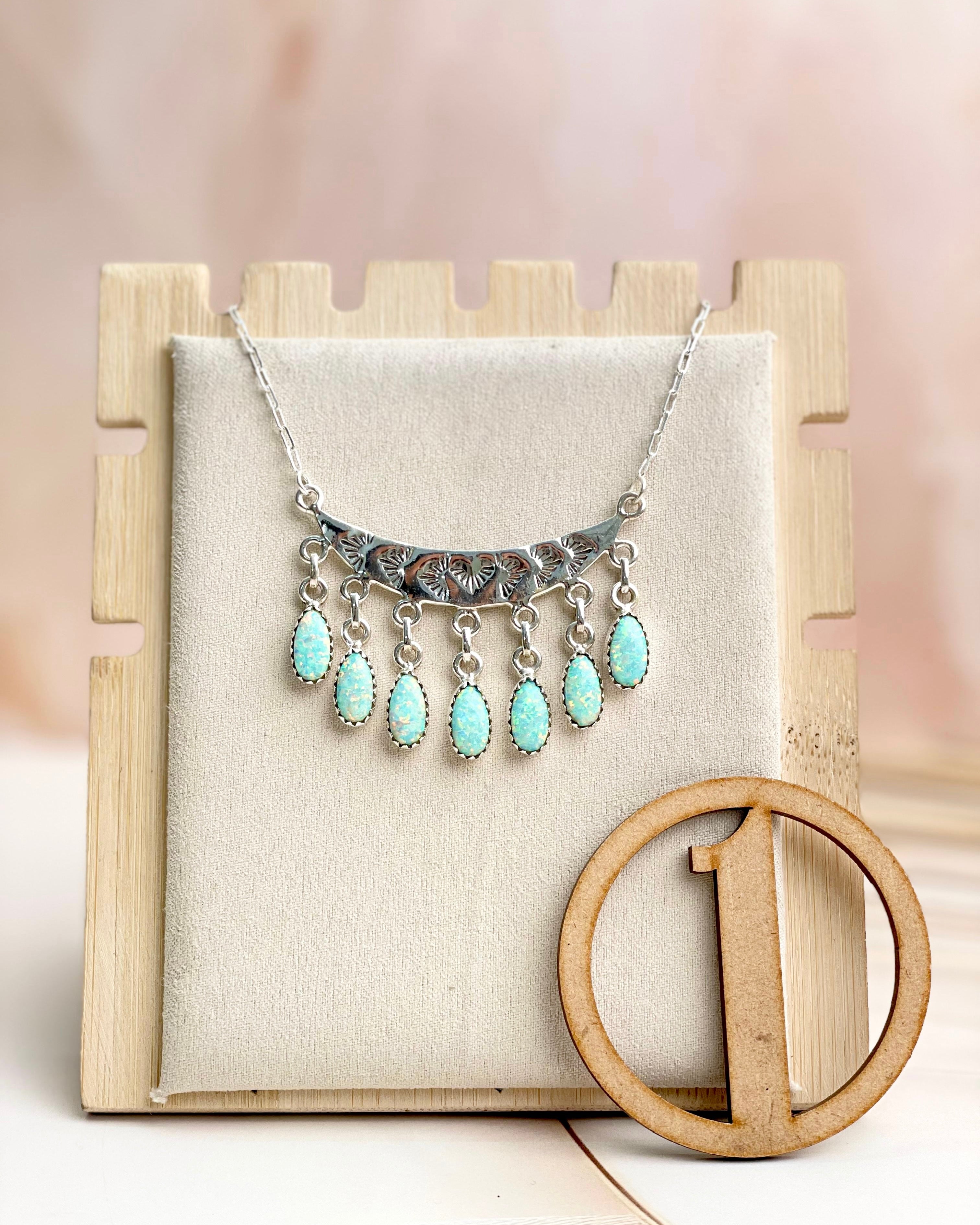 Boho Opal Tassels Necklace Sno 16-Necklaces-Krush Kandy, Women's Online Fashion Boutique Located in Phoenix, Arizona (Scottsdale Area)