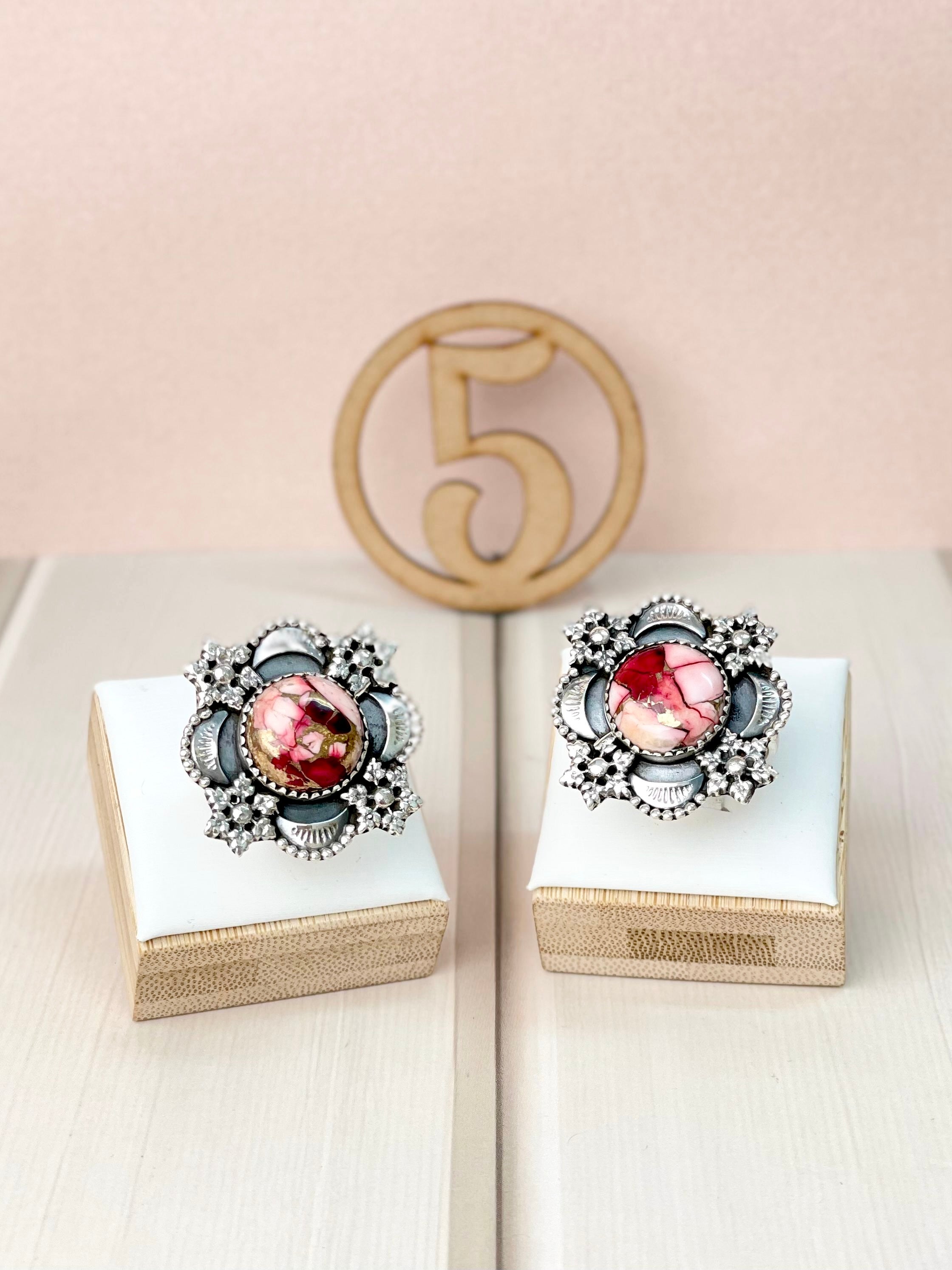 Floral Boho Multi Stone Slab Rings Bno. 5-Rings-Krush Kandy, Women's Online Fashion Boutique Located in Phoenix, Arizona (Scottsdale Area)