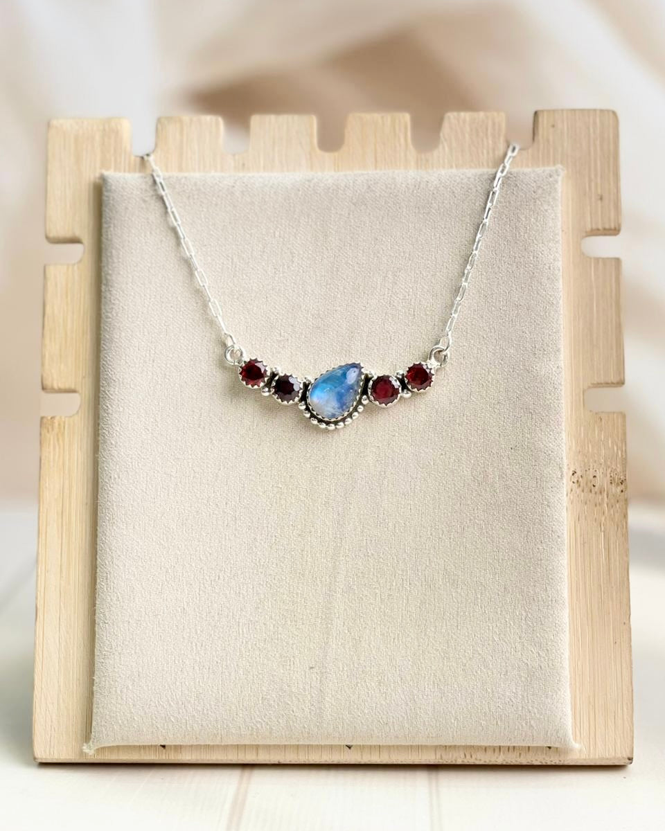 Celestial Spring Moonstone Tilted Pear Bar Necklace-Necklaces-Krush Kandy, Women's Online Fashion Boutique Located in Phoenix, Arizona (Scottsdale Area)