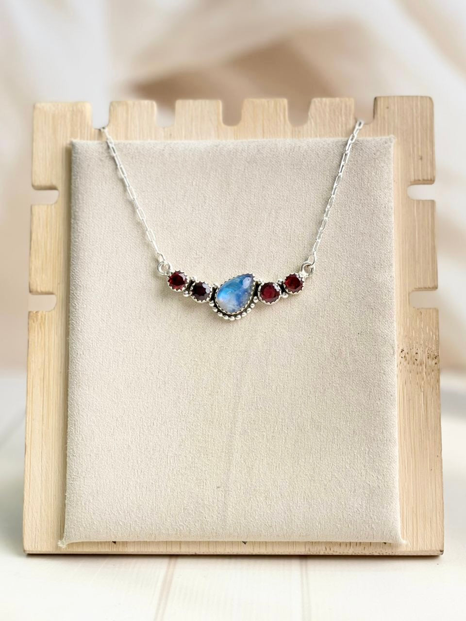 Celestial Spring Moonstone Tilted Pear Bar Necklace-Necklaces-Krush Kandy, Women's Online Fashion Boutique Located in Phoenix, Arizona (Scottsdale Area)