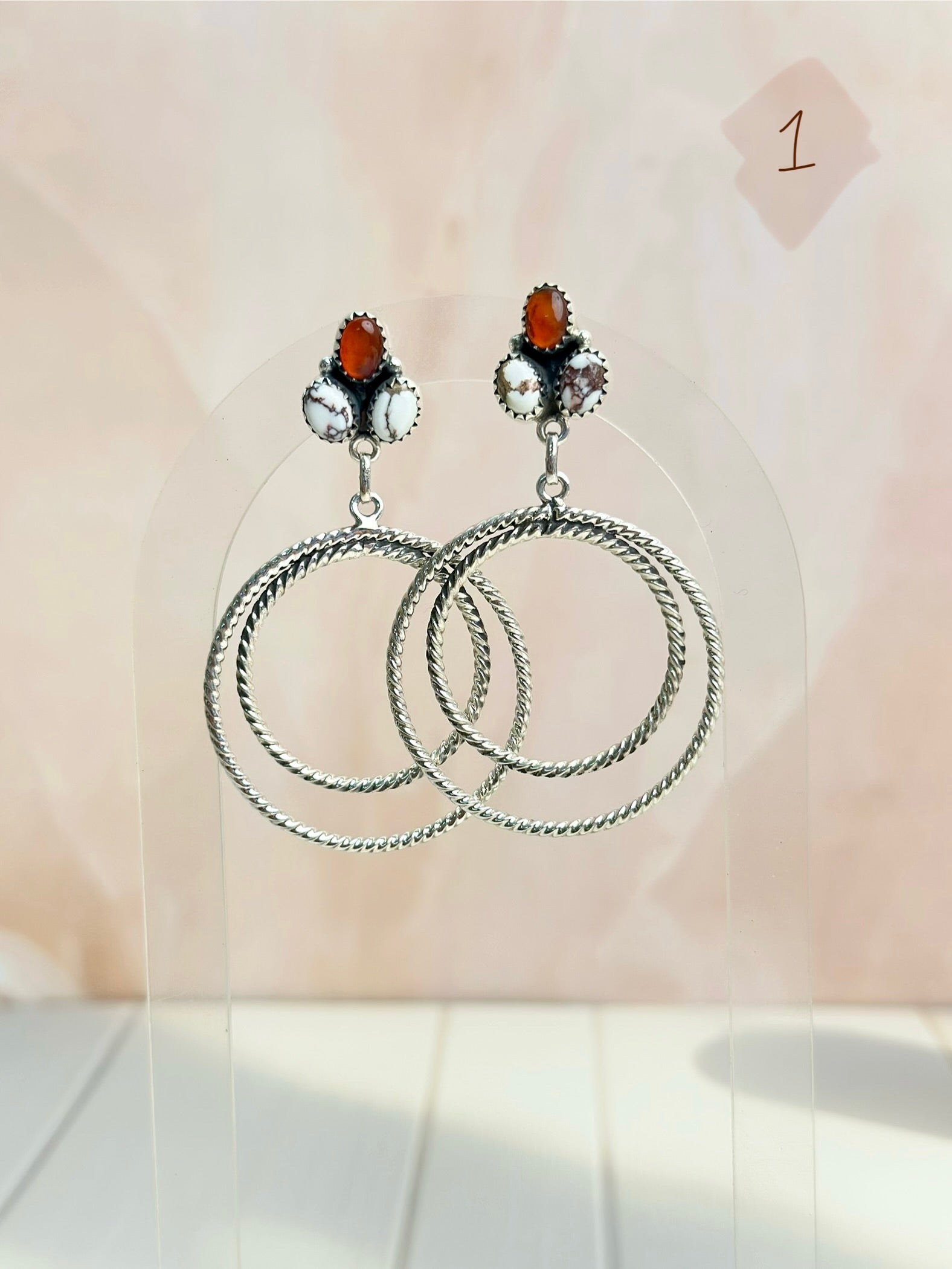 Amber, Turquoise & Crystal Boho Hoops-Earrings-Krush Kandy, Women's Online Fashion Boutique Located in Phoenix, Arizona (Scottsdale Area)