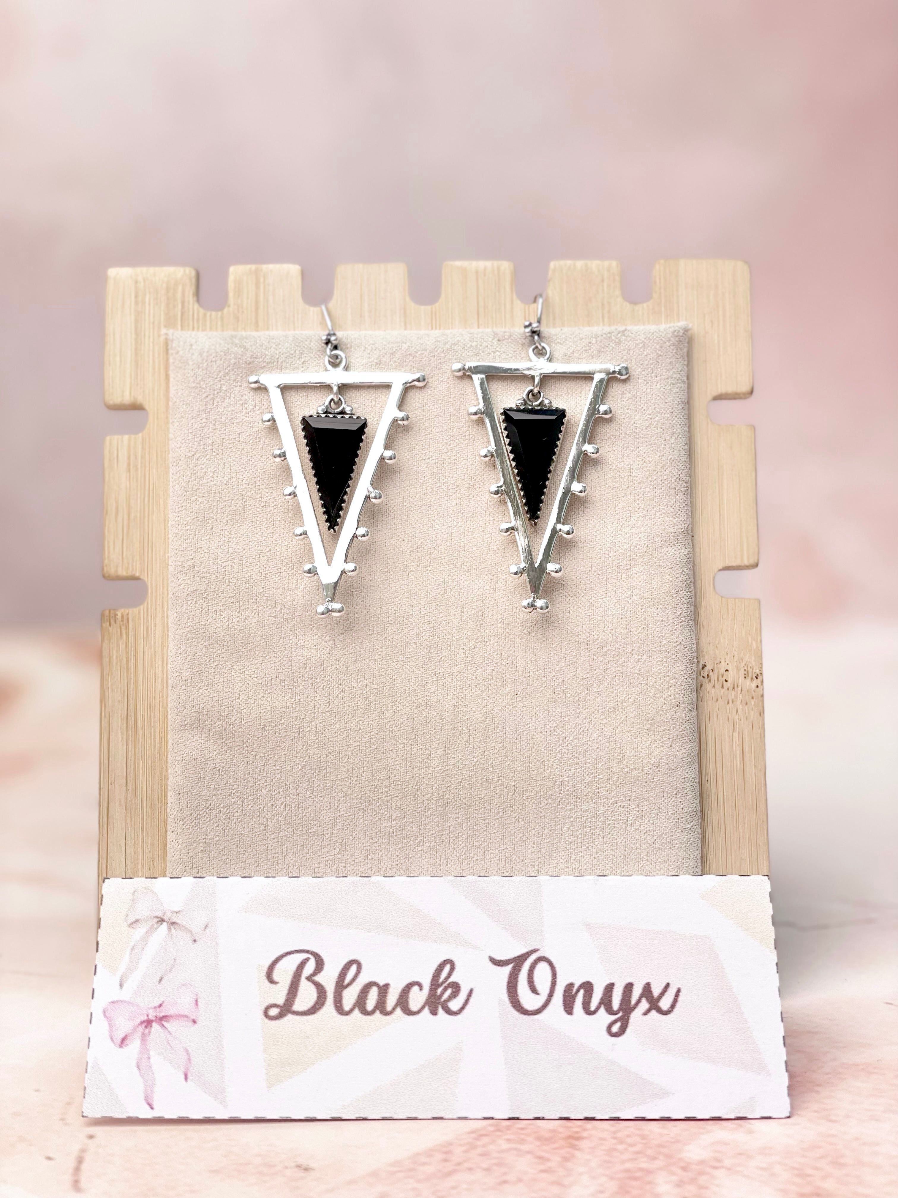 Tori's Bold Sterling Triad Stone Earrings | MADE TO ORDER-Earrings-Krush Kandy, Women's Online Fashion Boutique Located in Phoenix, Arizona (Scottsdale Area)
