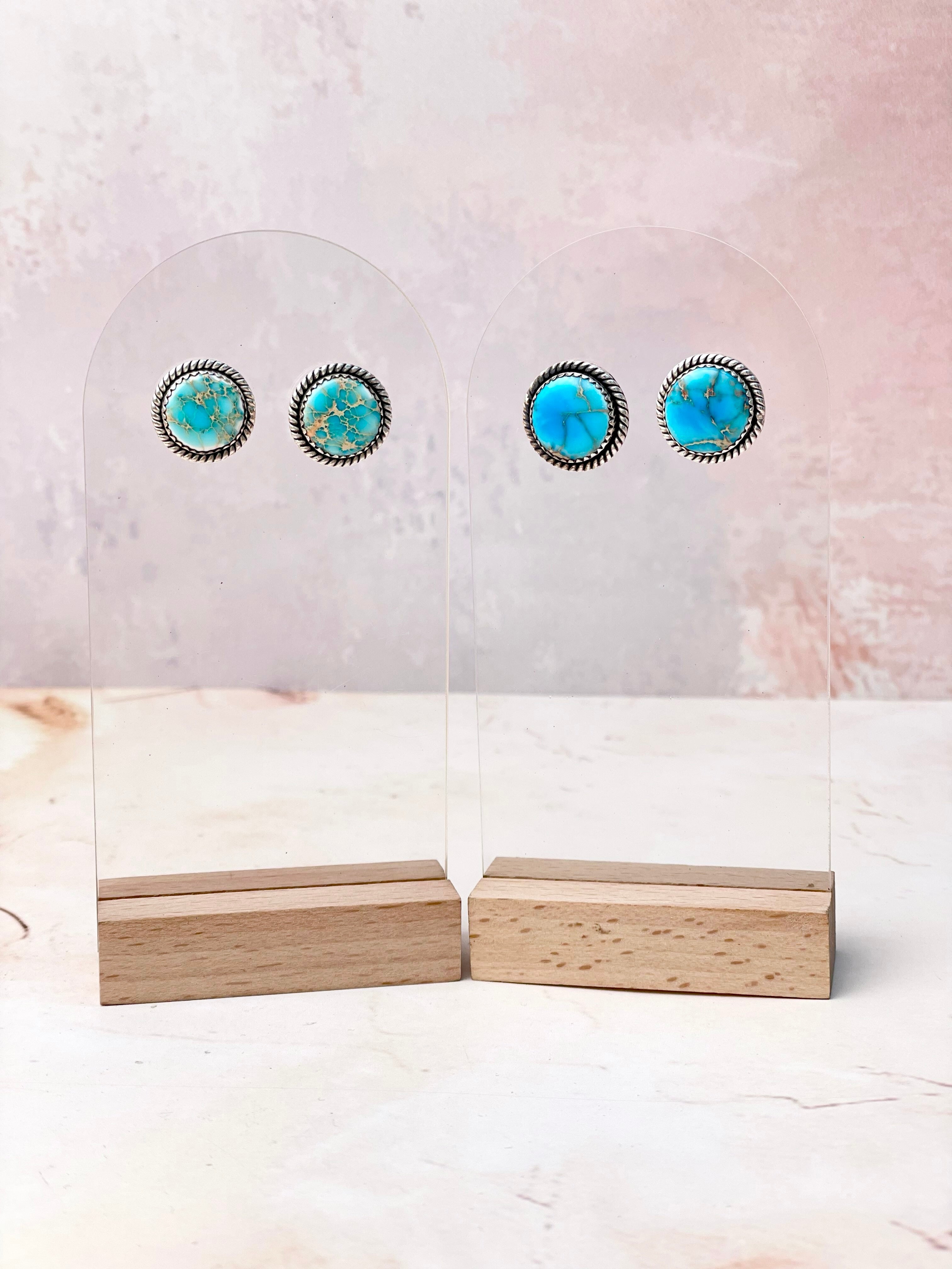 Desert Blue Jasper Slab Studs-Earrings-Krush Kandy, Women's Online Fashion Boutique Located in Phoenix, Arizona (Scottsdale Area)