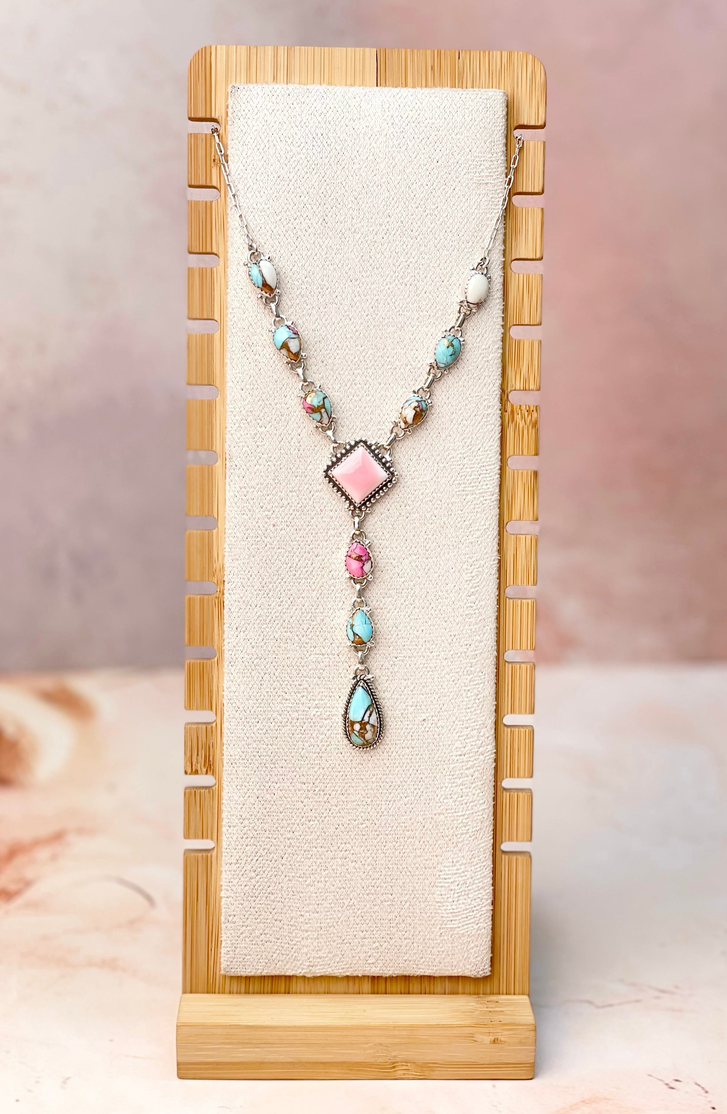 Queen Conch and Cotton Candy Drop Lariat Necklace-Necklaces-Krush Kandy, Women's Online Fashion Boutique Located in Phoenix, Arizona (Scottsdale Area)