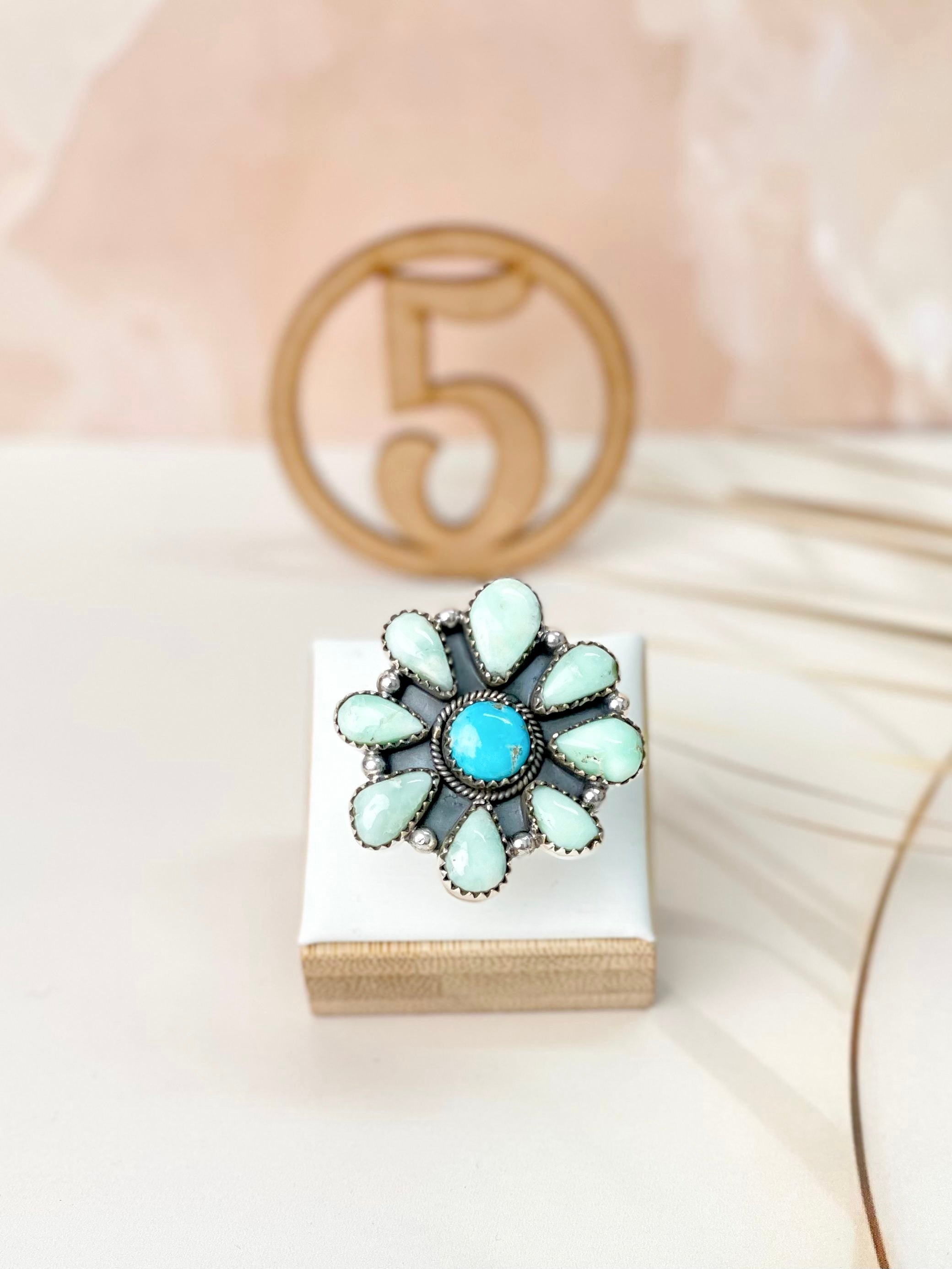 White Water Turquoise & Paloma Western Rings Bno. 10-Rings-Krush Kandy, Women's Online Fashion Boutique Located in Phoenix, Arizona (Scottsdale Area)