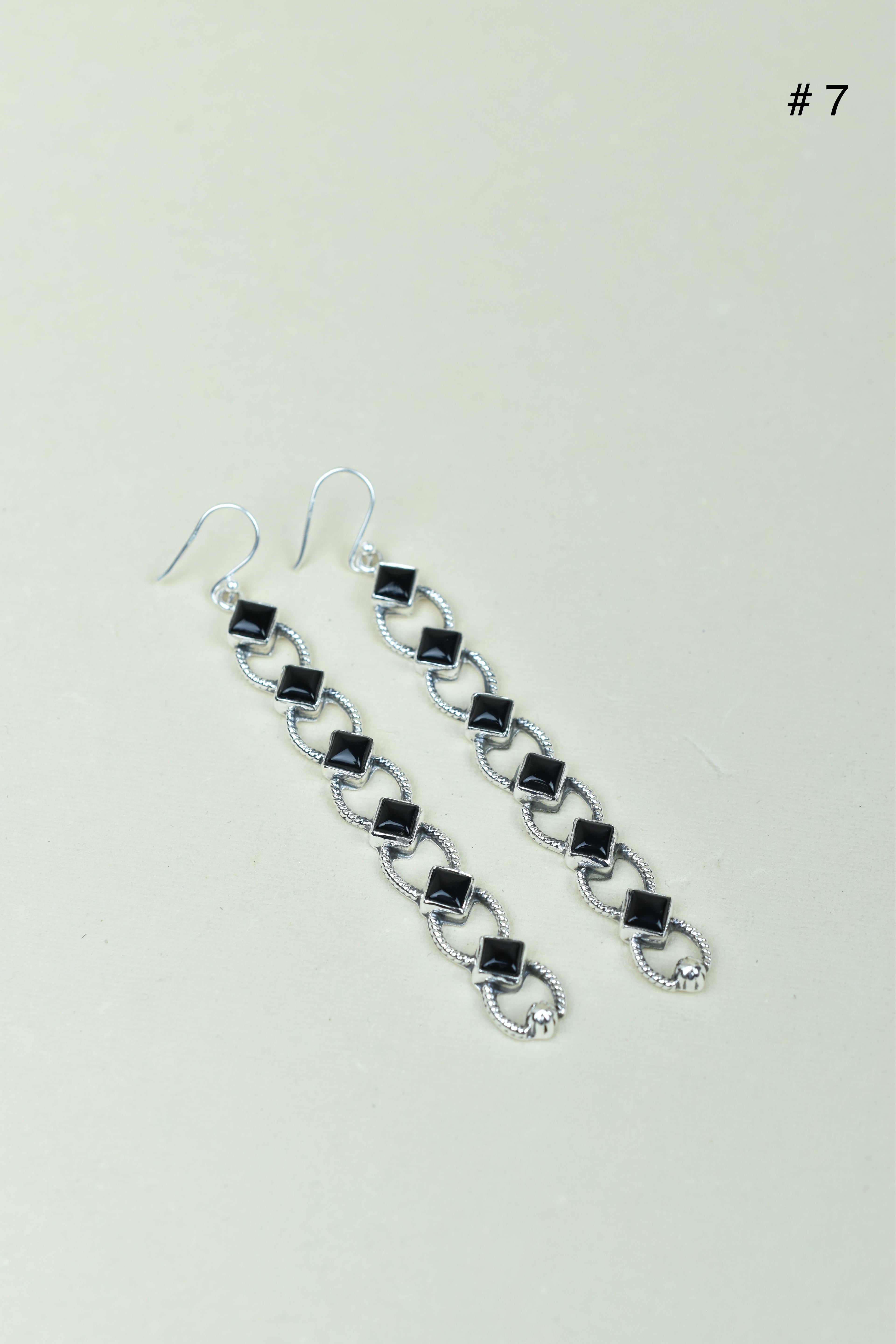 Sterling Silver Six Stone Cascading Earrings-Drop Earrings-Krush Kandy, Women's Online Fashion Boutique Located in Phoenix, Arizona (Scottsdale Area)