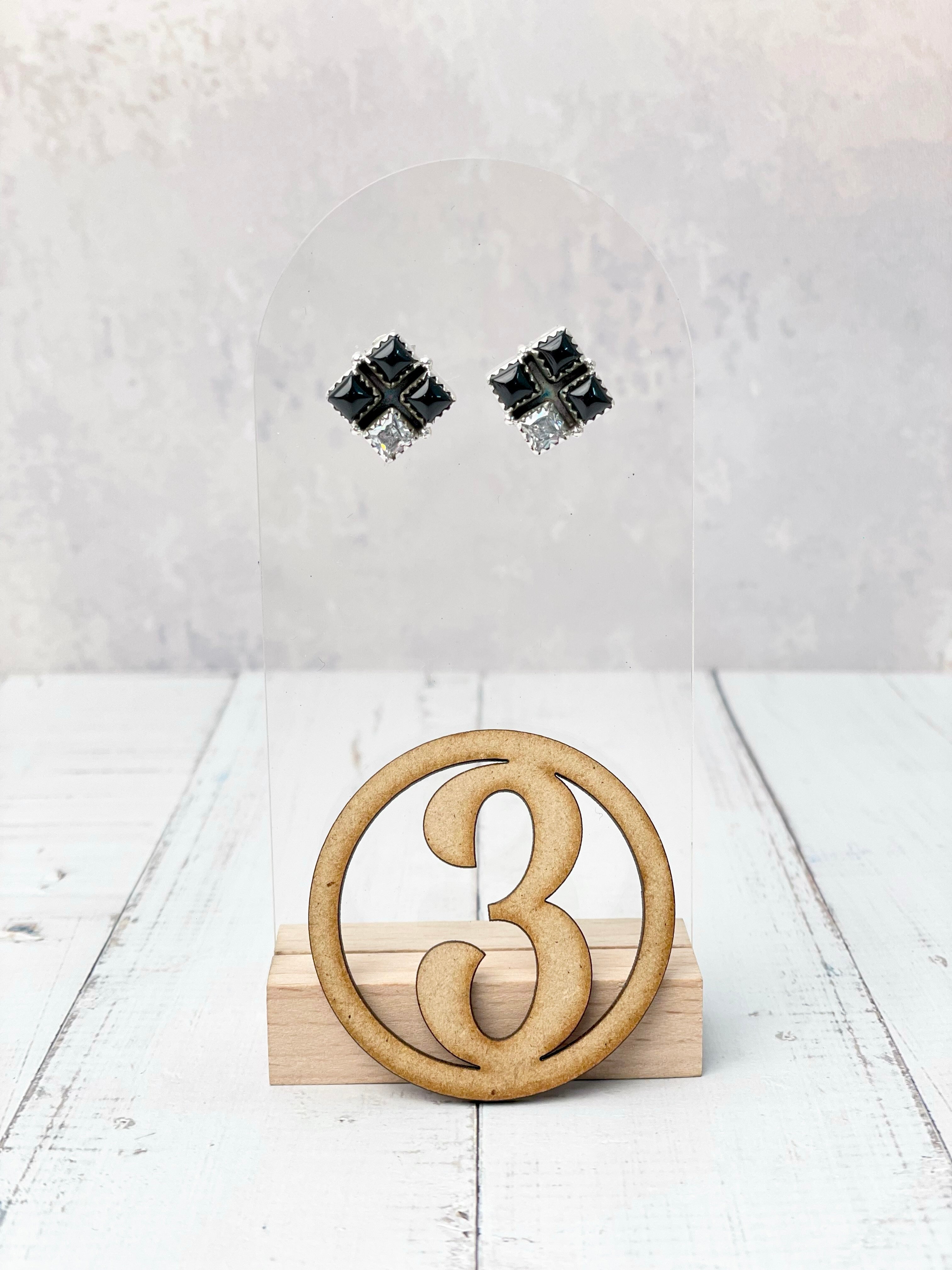 Four Square Stone Stud Earrings-Earrings-Krush Kandy, Women's Online Fashion Boutique Located in Phoenix, Arizona (Scottsdale Area)