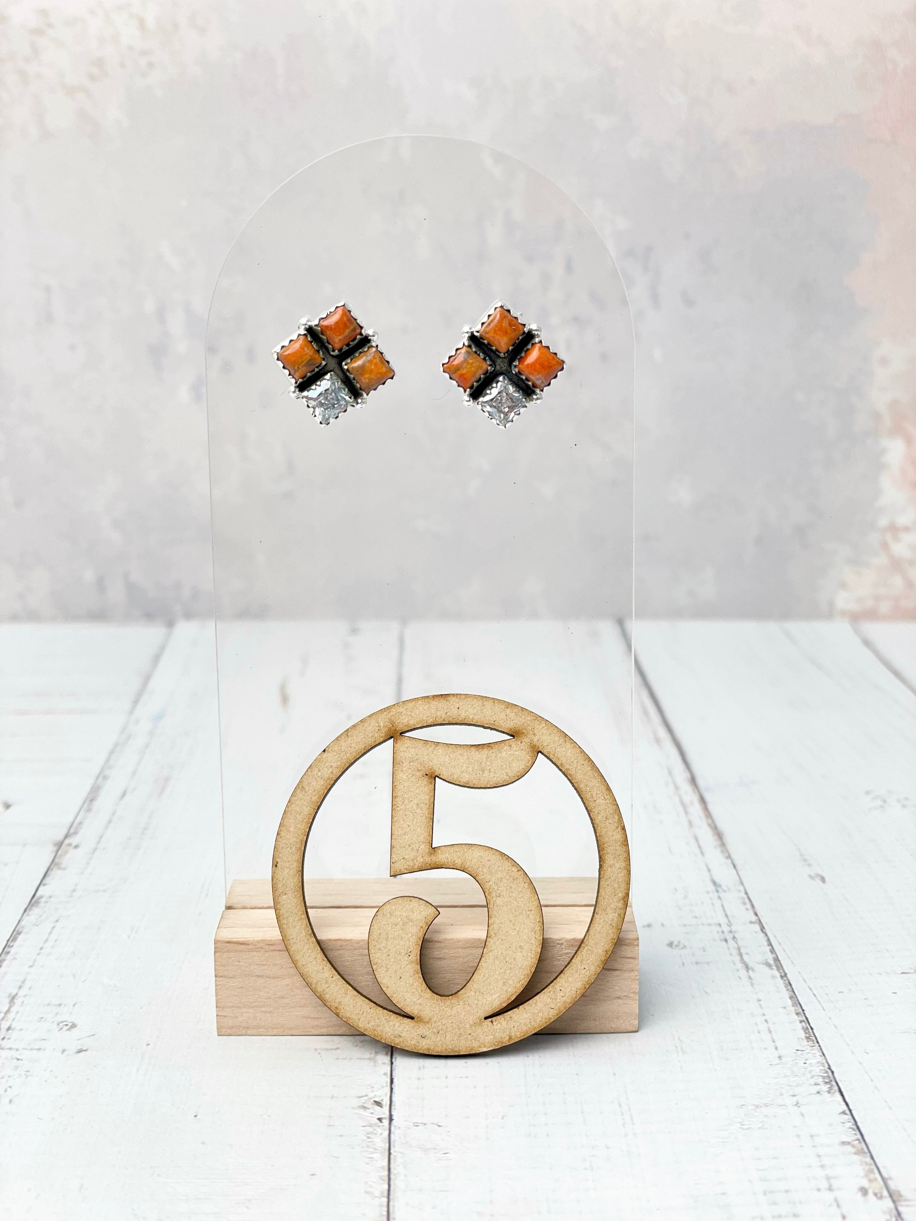 Four Square Stone Stud Earrings-Earrings-Krush Kandy, Women's Online Fashion Boutique Located in Phoenix, Arizona (Scottsdale Area)