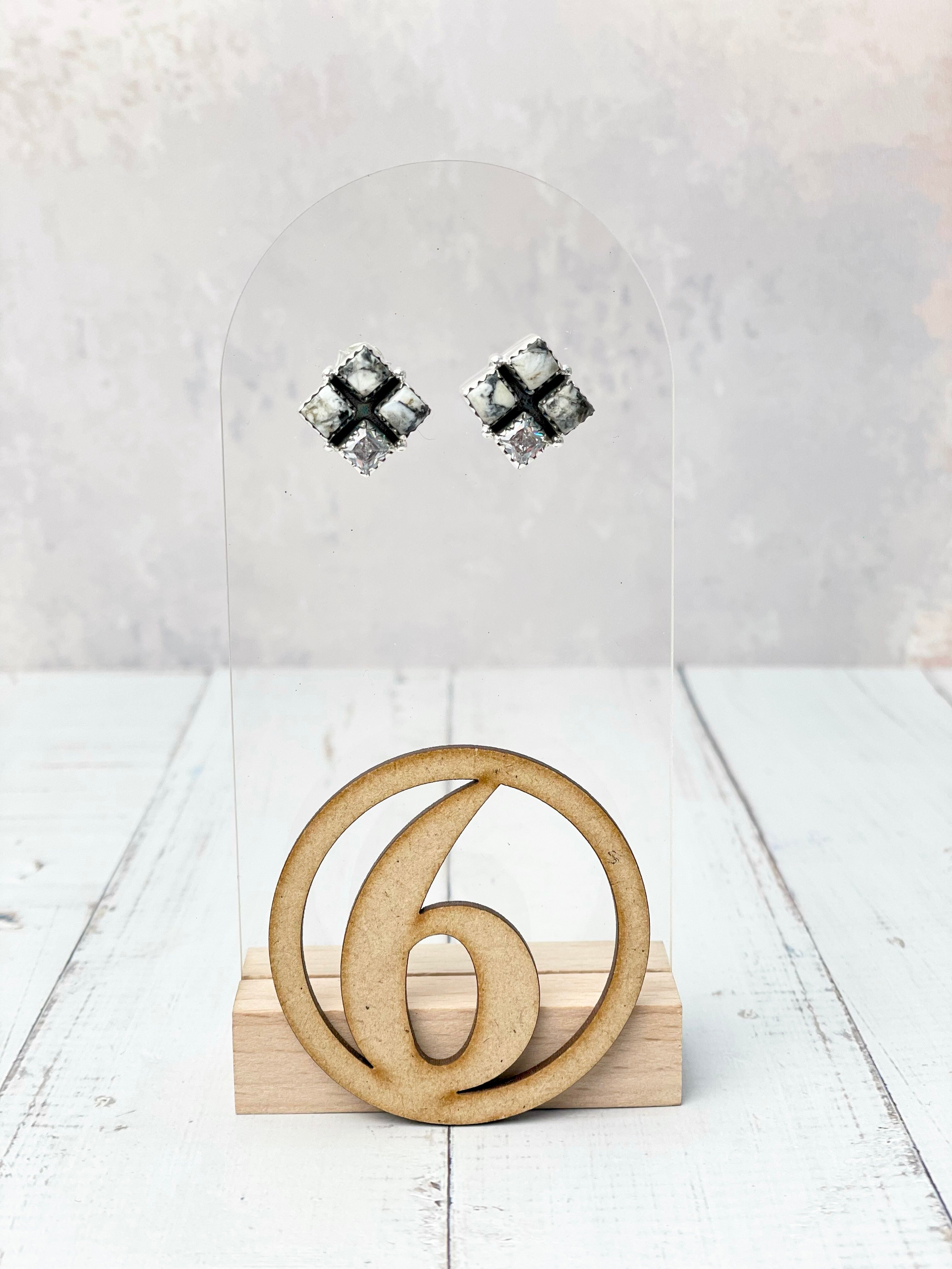 Four Square Stone Stud Earrings-Earrings-Krush Kandy, Women's Online Fashion Boutique Located in Phoenix, Arizona (Scottsdale Area)