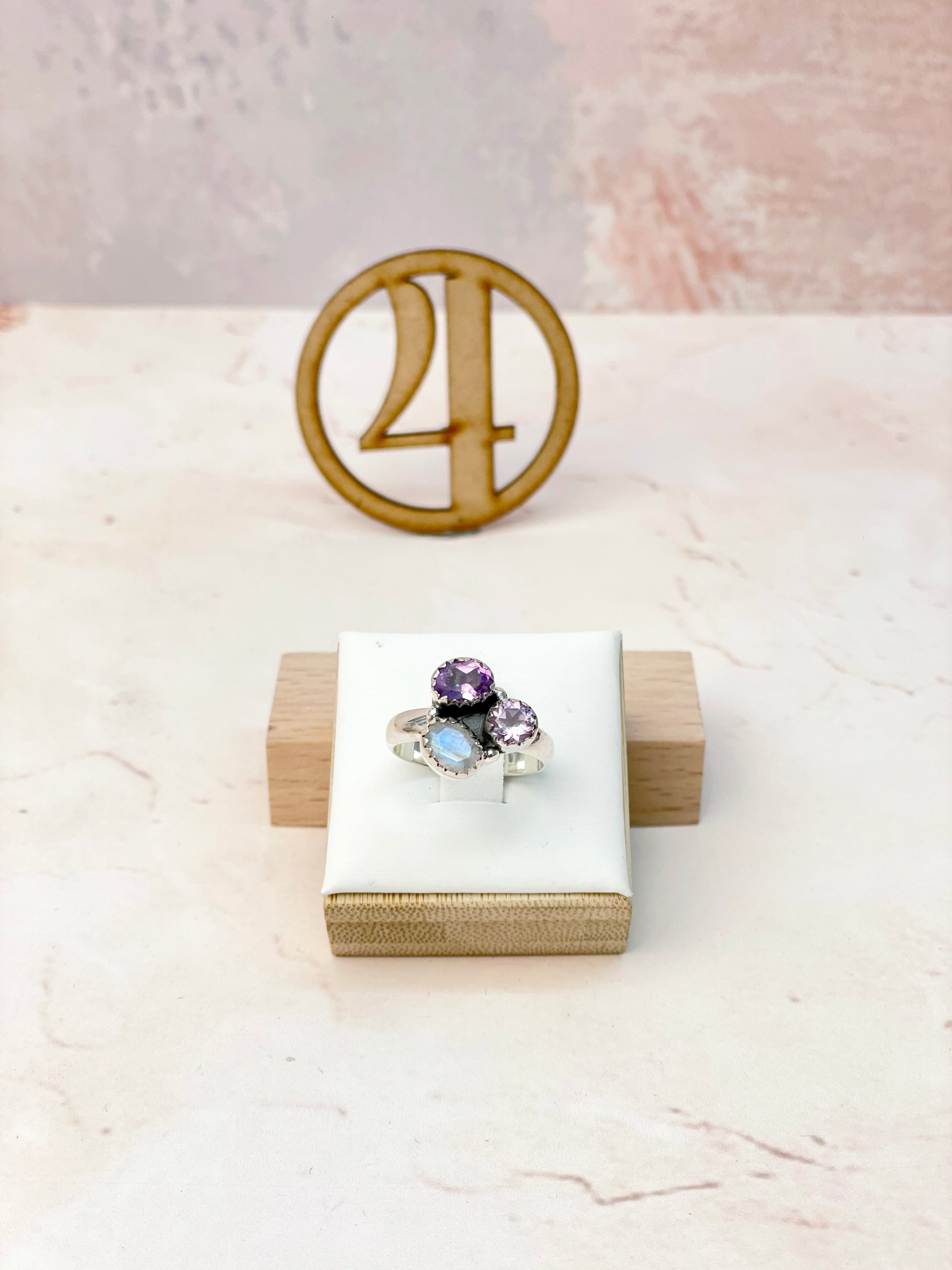 Dainty Labradorite and Moostone Rings-Rings-Krush Kandy, Women's Online Fashion Boutique Located in Phoenix, Arizona (Scottsdale Area)