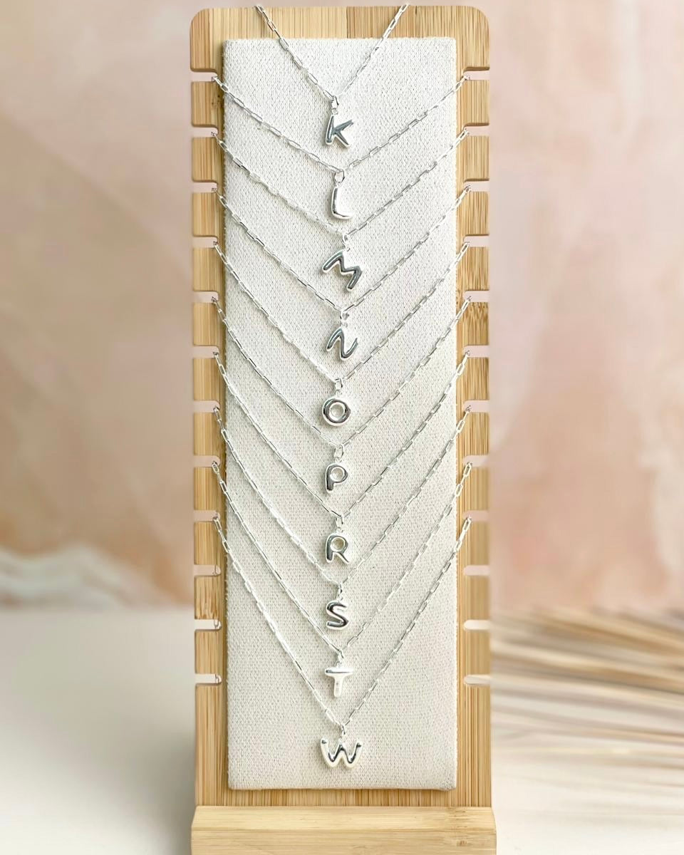 Bubble Initials Sterling Silver Necklace-Necklaces-Krush Kandy, Women's Online Fashion Boutique Located in Phoenix, Arizona (Scottsdale Area)