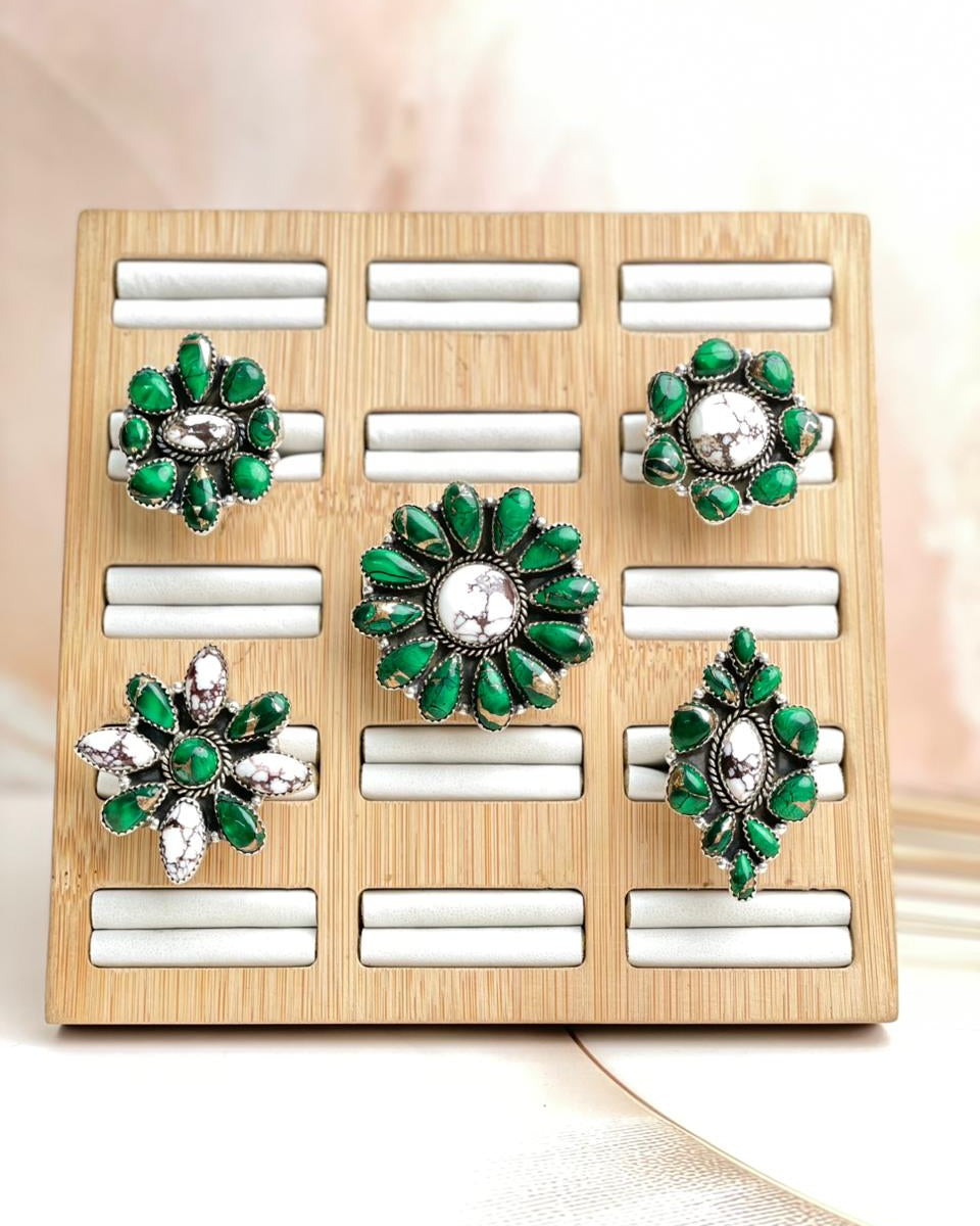 Irish Green Dahlia Rings sno 14-Rings-Krush Kandy, Women's Online Fashion Boutique Located in Phoenix, Arizona (Scottsdale Area)