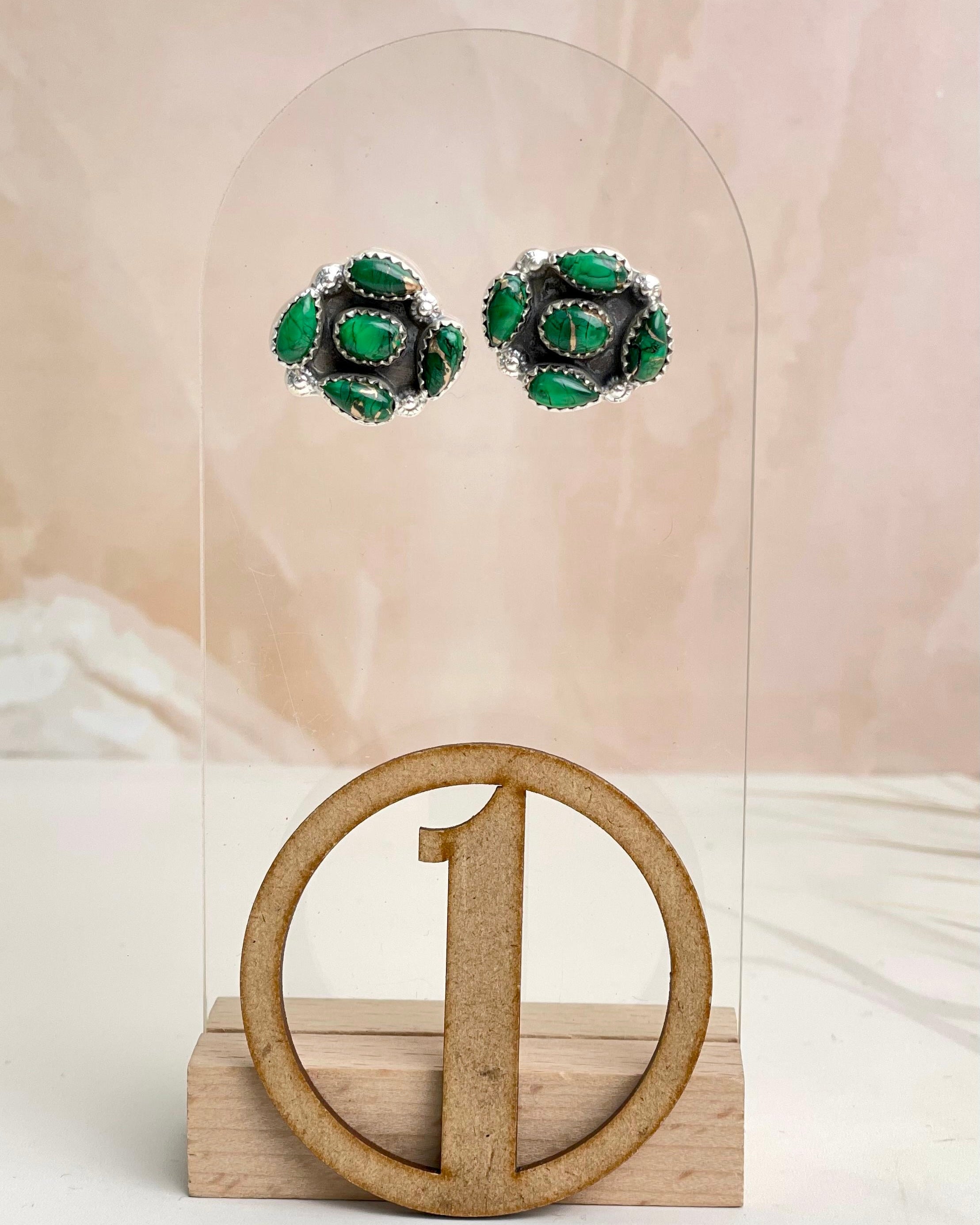 Irish Green Dahlia Studs sno 1-Earrings-Krush Kandy, Women's Online Fashion Boutique Located in Phoenix, Arizona (Scottsdale Area)