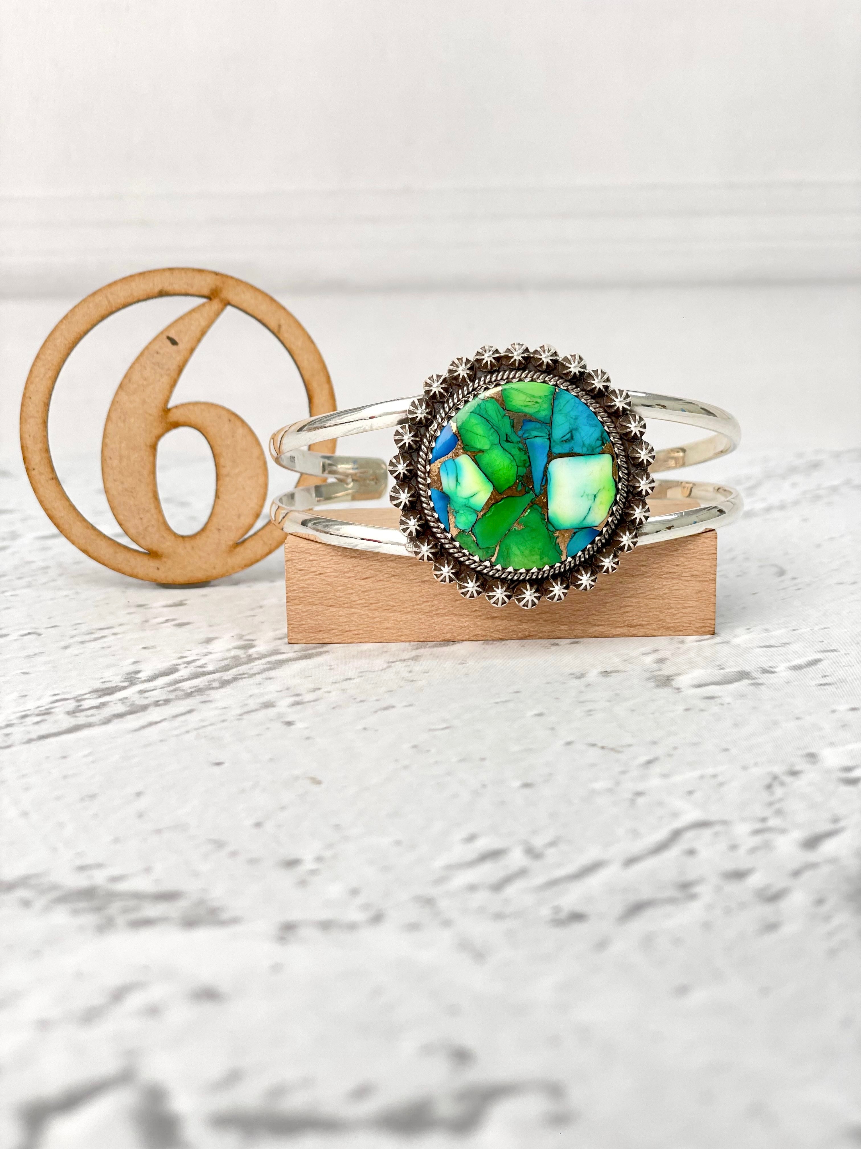 Peacock Dahlia Slab Cuff Bangles-Cuffs-Krush Kandy, Women's Online Fashion Boutique Located in Phoenix, Arizona (Scottsdale Area)