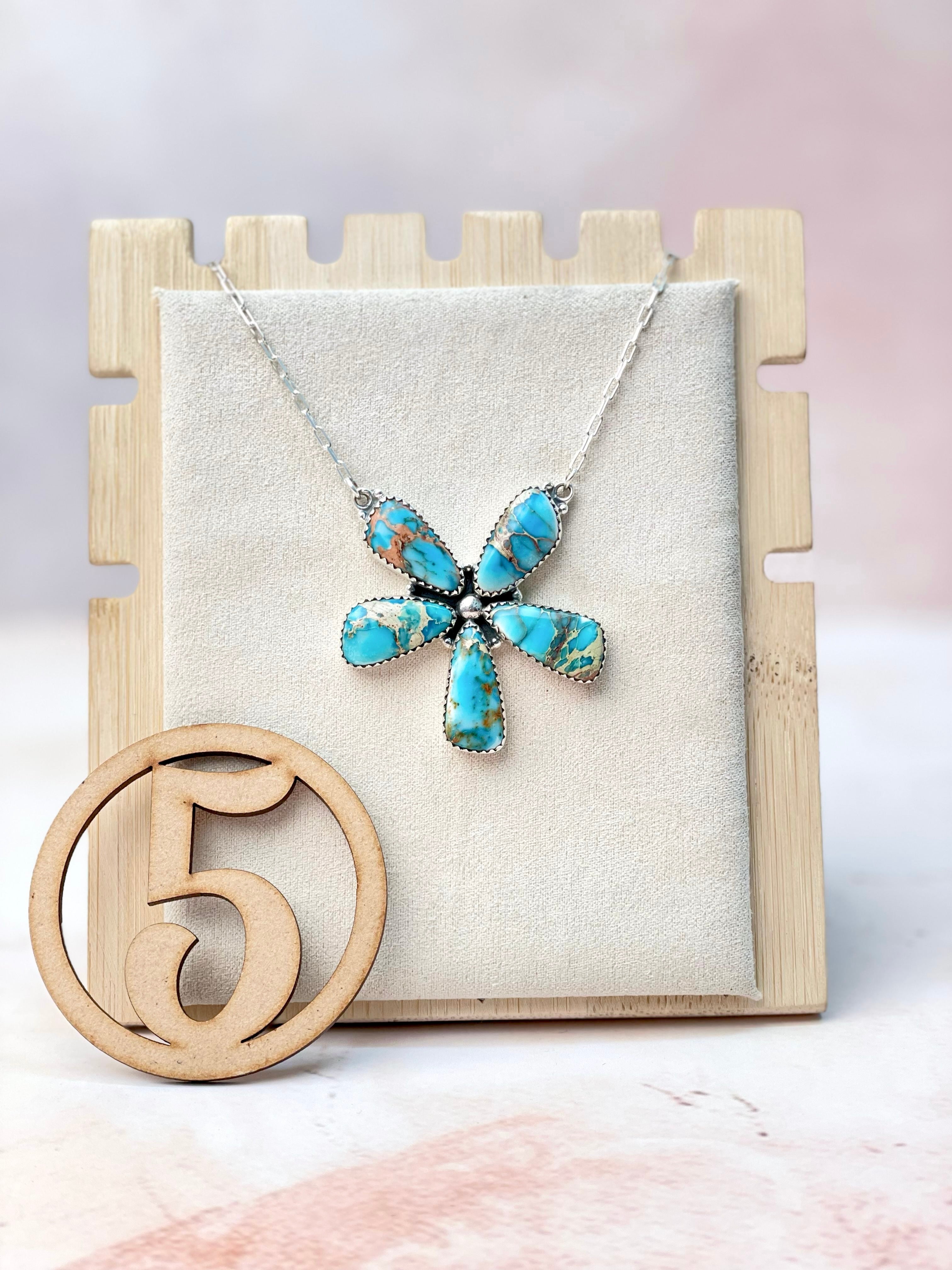 Desert Jasper Blue Flower Petals Necklace MADE TO ORDER-Necklaces-Krush Kandy, Women's Online Fashion Boutique Located in Phoenix, Arizona (Scottsdale Area)
