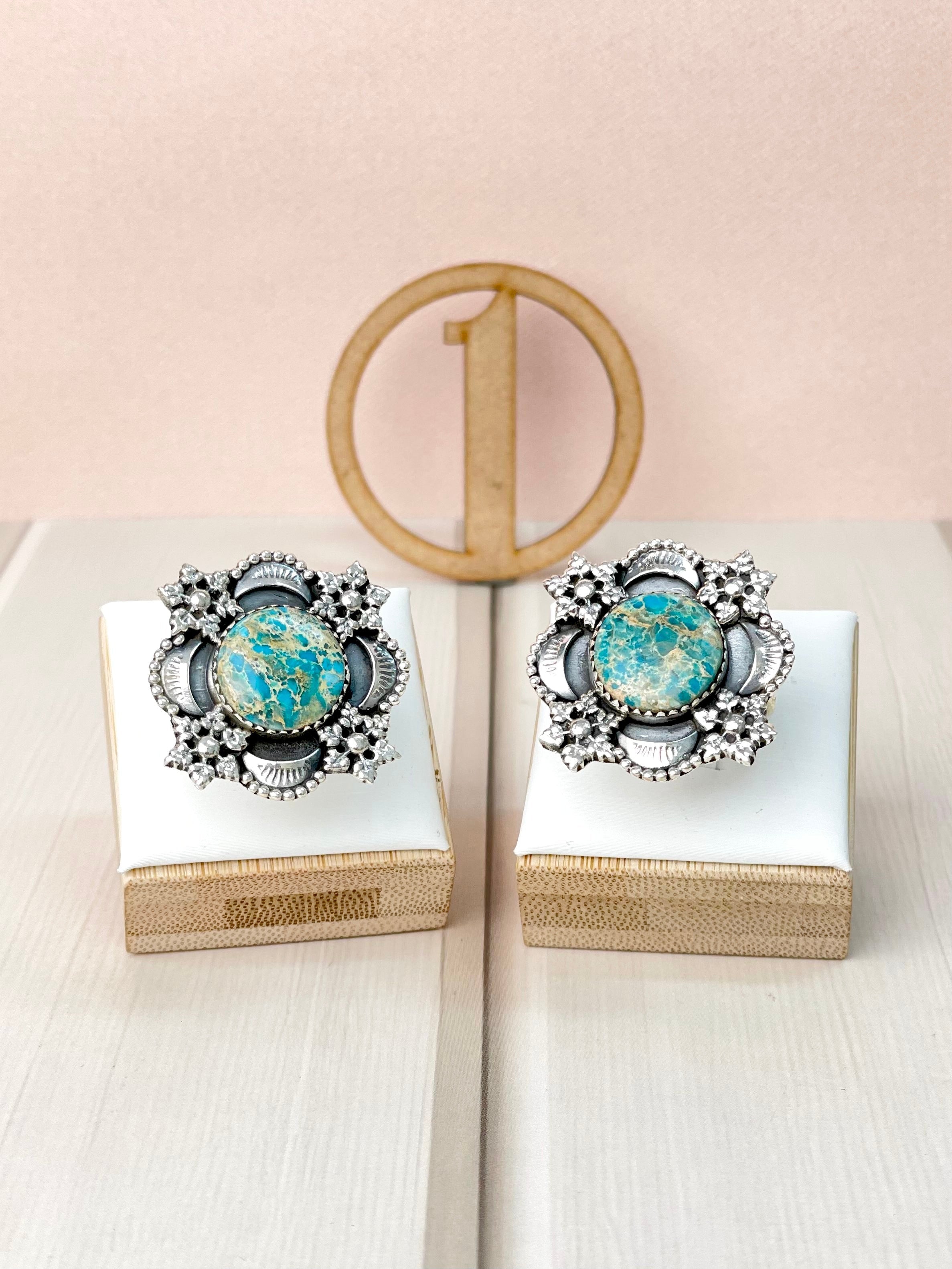 Floral Boho Multi Stone Slab Rings Bno. 5-Rings-Krush Kandy, Women's Online Fashion Boutique Located in Phoenix, Arizona (Scottsdale Area)