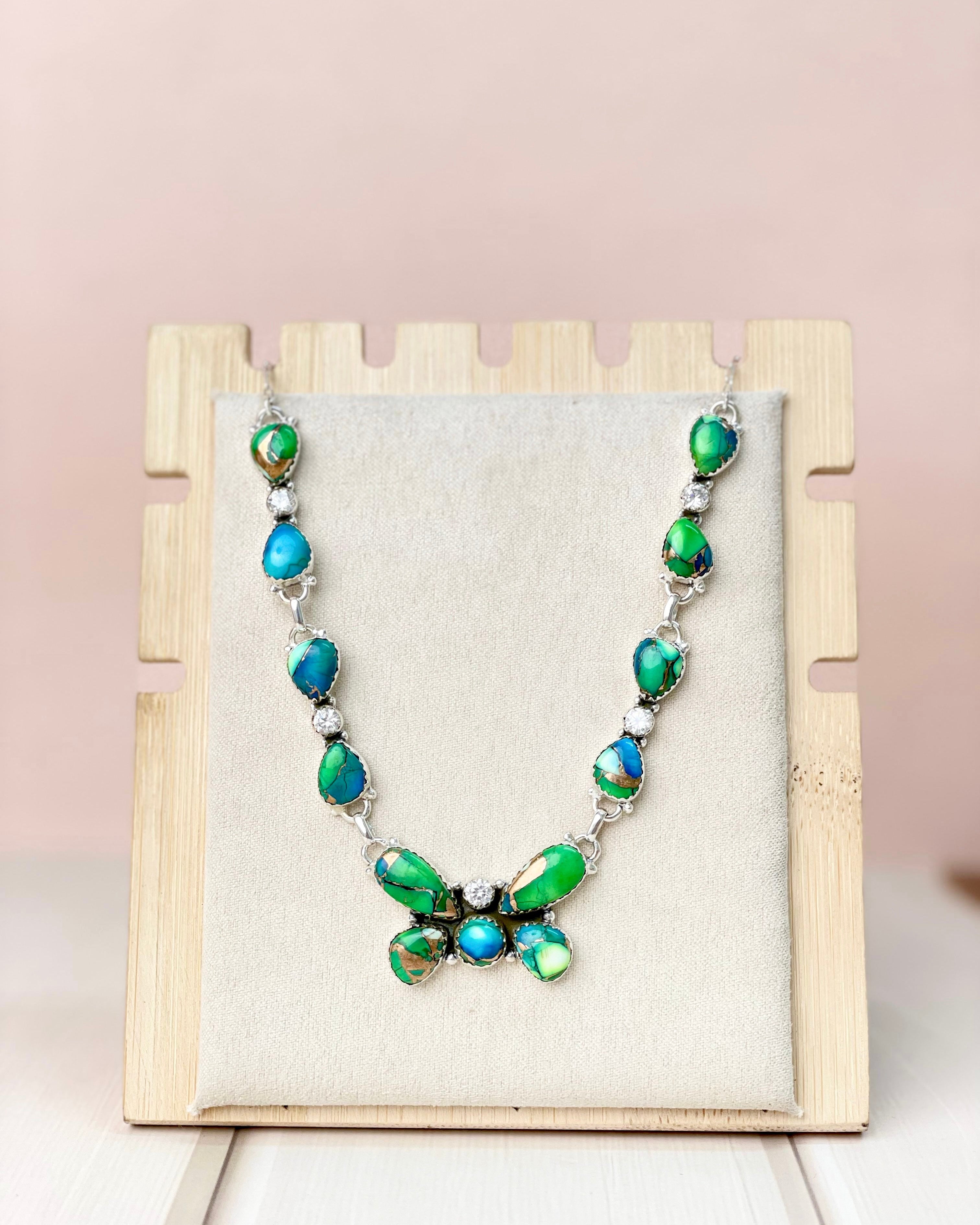 Peacock Dahlia Desert Butterfly Necklace-Necklaces-Krush Kandy, Women's Online Fashion Boutique Located in Phoenix, Arizona (Scottsdale Area)