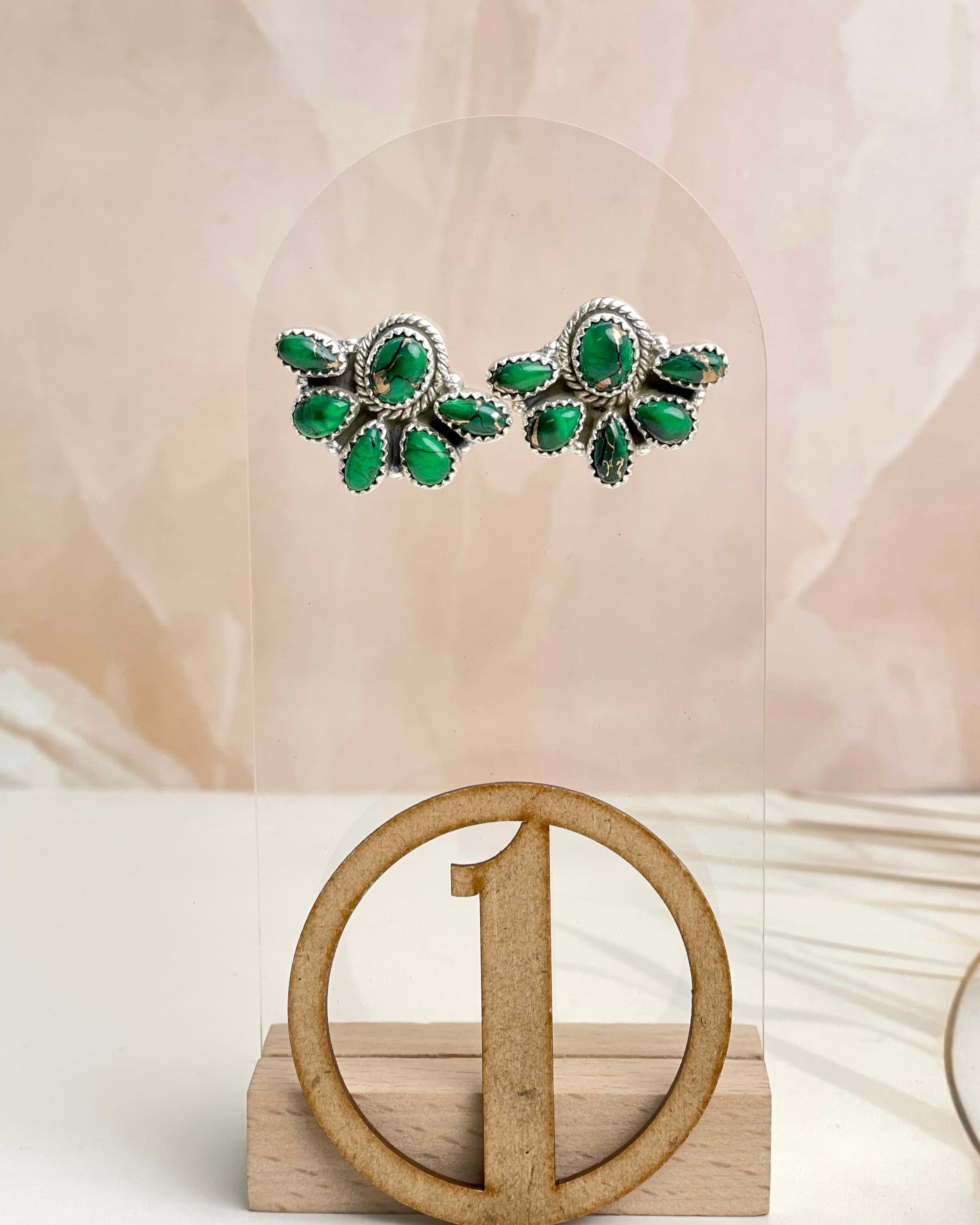 Irish Green Dahlia Studs sno 3-Earrings-Krush Kandy, Women's Online Fashion Boutique Located in Phoenix, Arizona (Scottsdale Area)