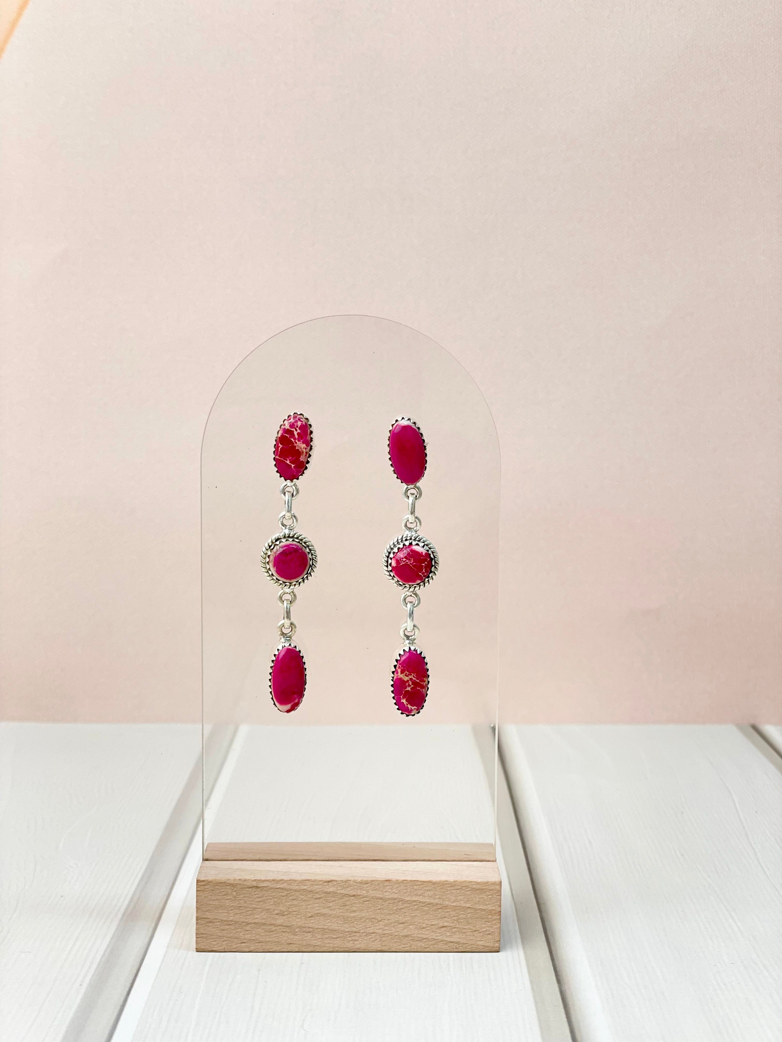 Desert Jasper Dangle Drop Multicolor Earrings-Earrings-Krush Kandy, Women's Online Fashion Boutique Located in Phoenix, Arizona (Scottsdale Area)