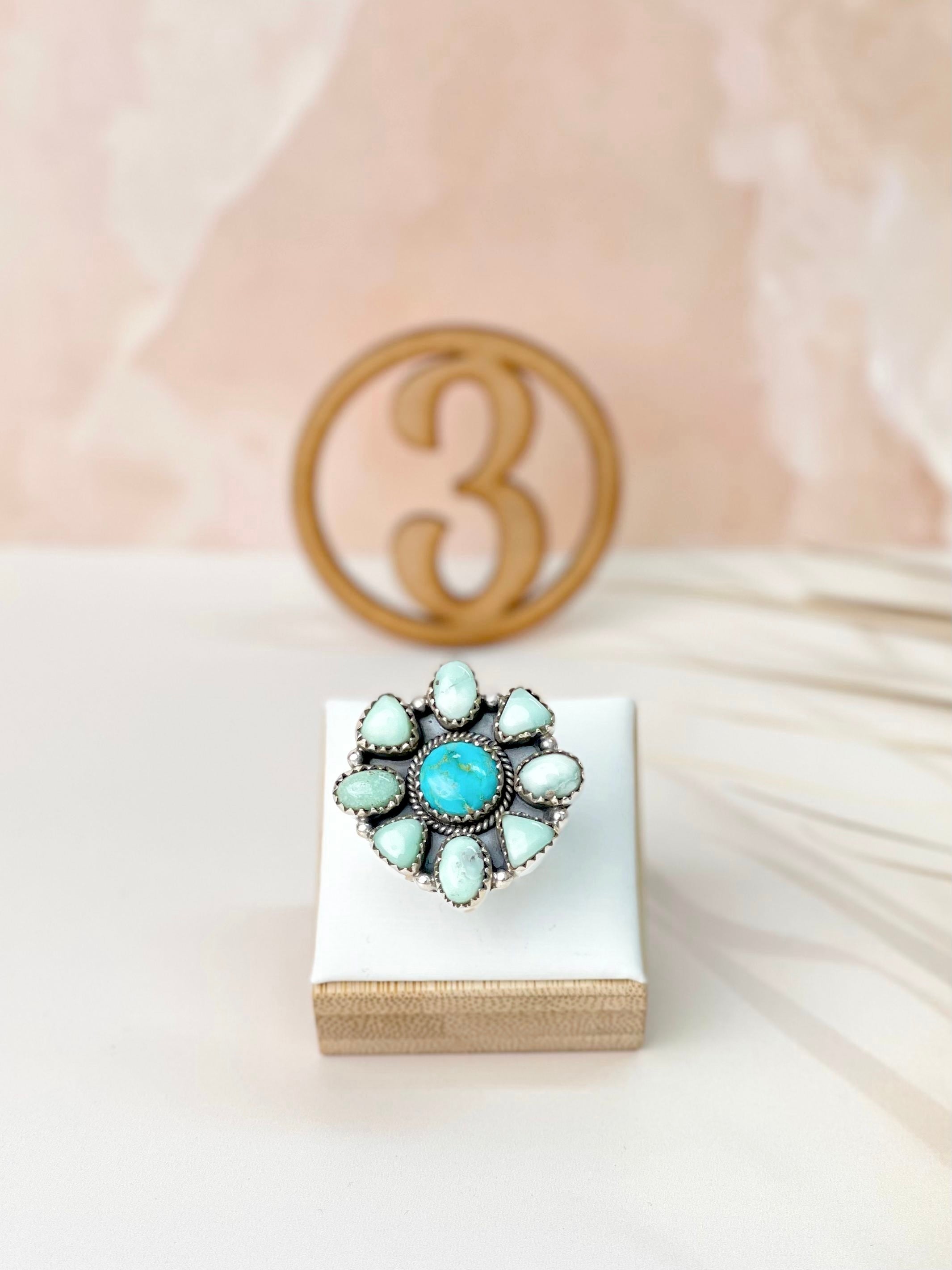 White Water Turquoise & Paloma Western Rings Bno. 12-Rings-Krush Kandy, Women's Online Fashion Boutique Located in Phoenix, Arizona (Scottsdale Area)