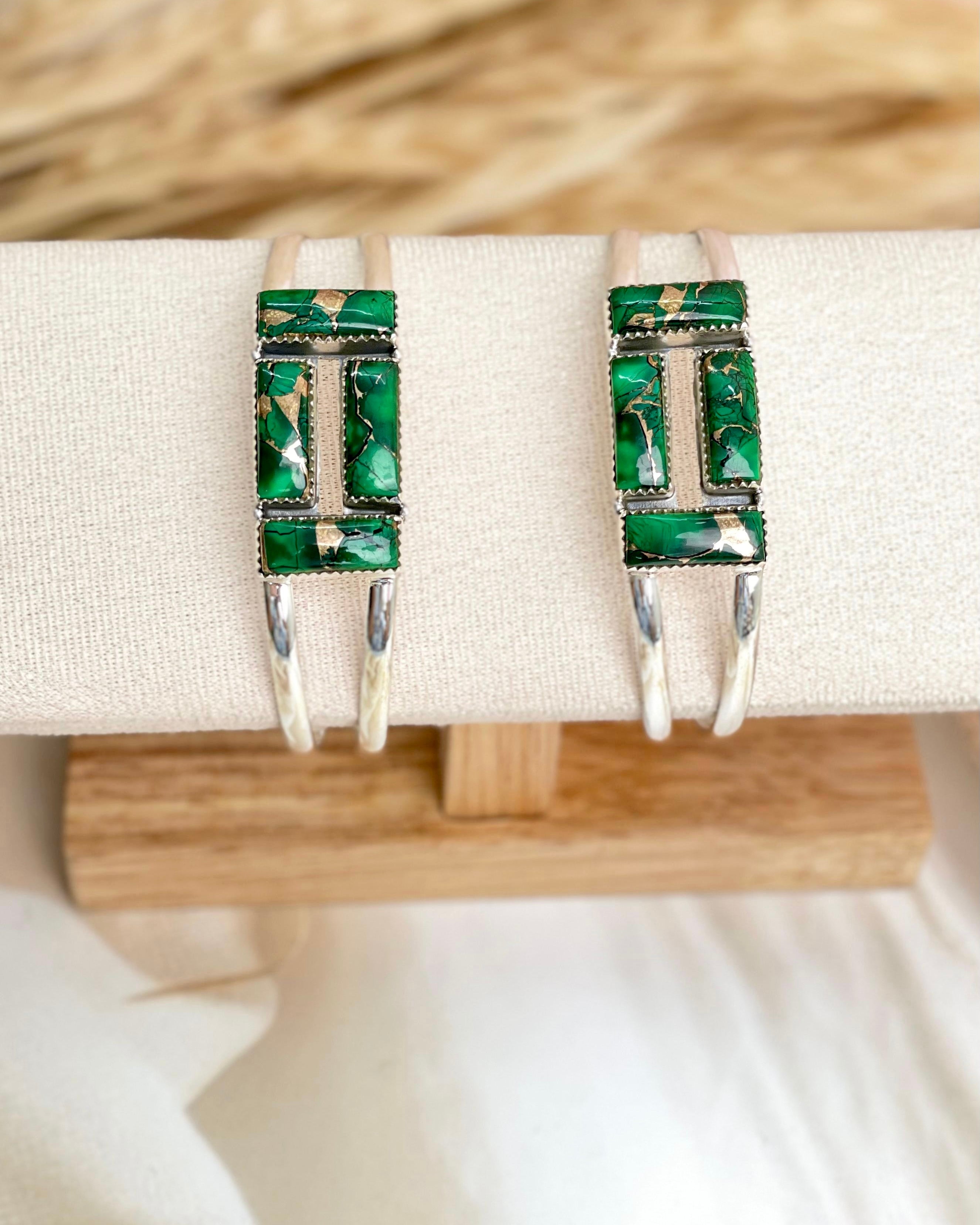 Irish Green Dahlia Adjustable Cuff Bangles sno 23-Bracelets-Krush Kandy, Women's Online Fashion Boutique Located in Phoenix, Arizona (Scottsdale Area)