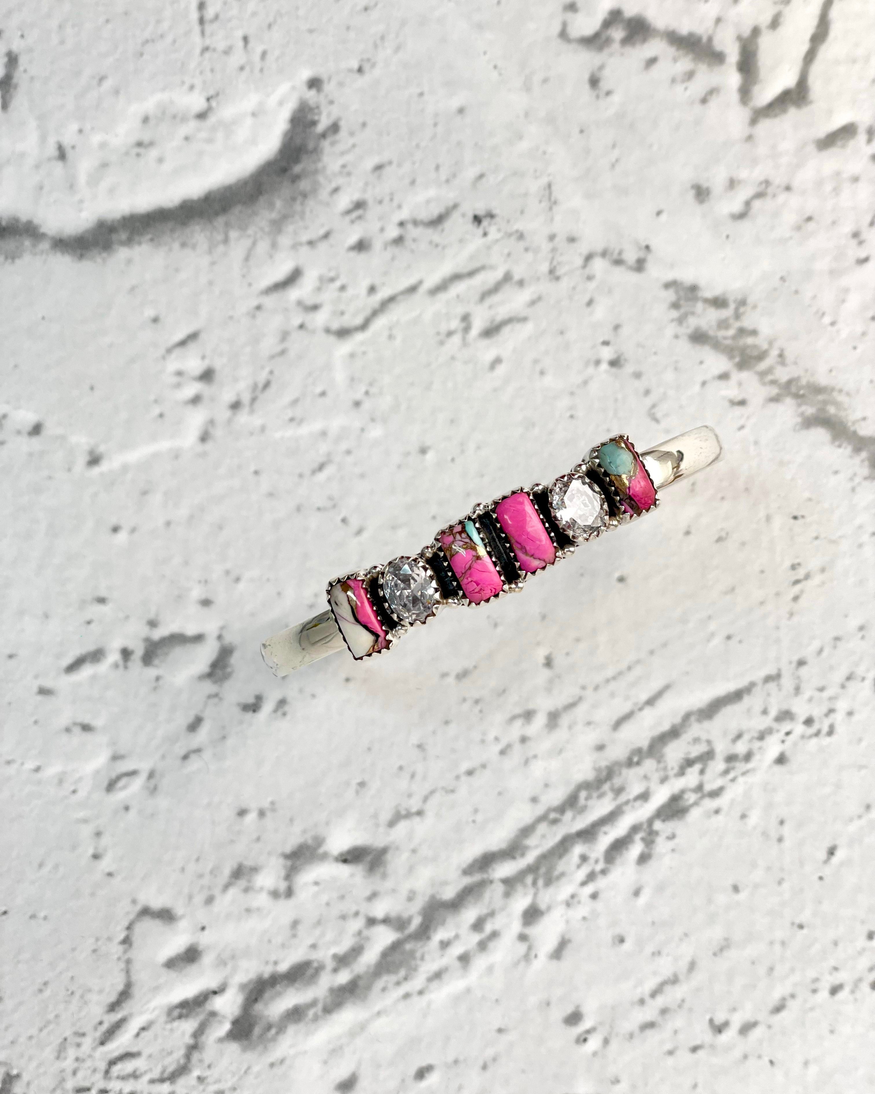 Cotton Candy & CZ Bar Cuff-Bracelets-Krush Kandy, Women's Online Fashion Boutique Located in Phoenix, Arizona (Scottsdale Area)