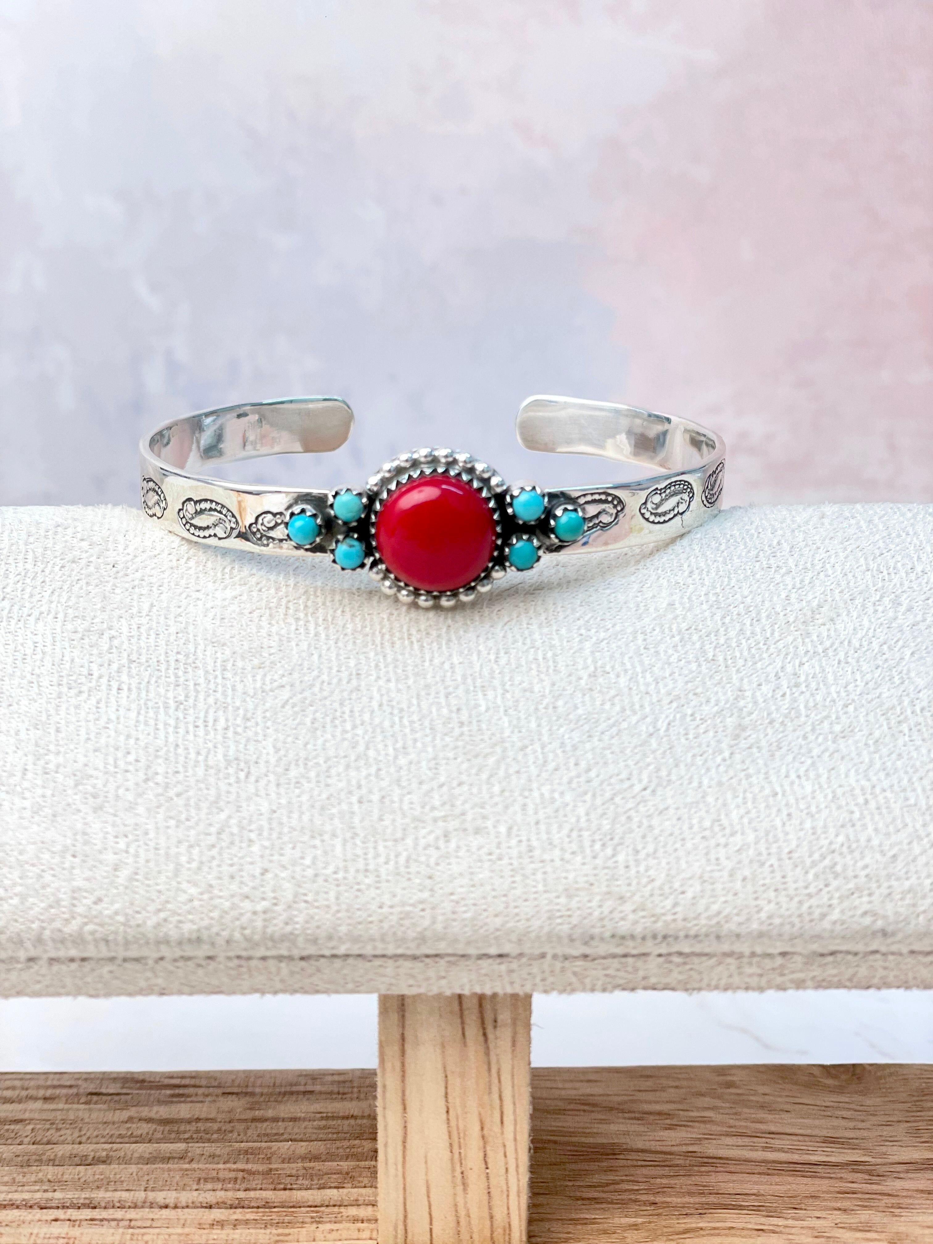 Rosarita Round Bar Turquoise Cuff-Bracelets-Krush Kandy, Women's Online Fashion Boutique Located in Phoenix, Arizona (Scottsdale Area)